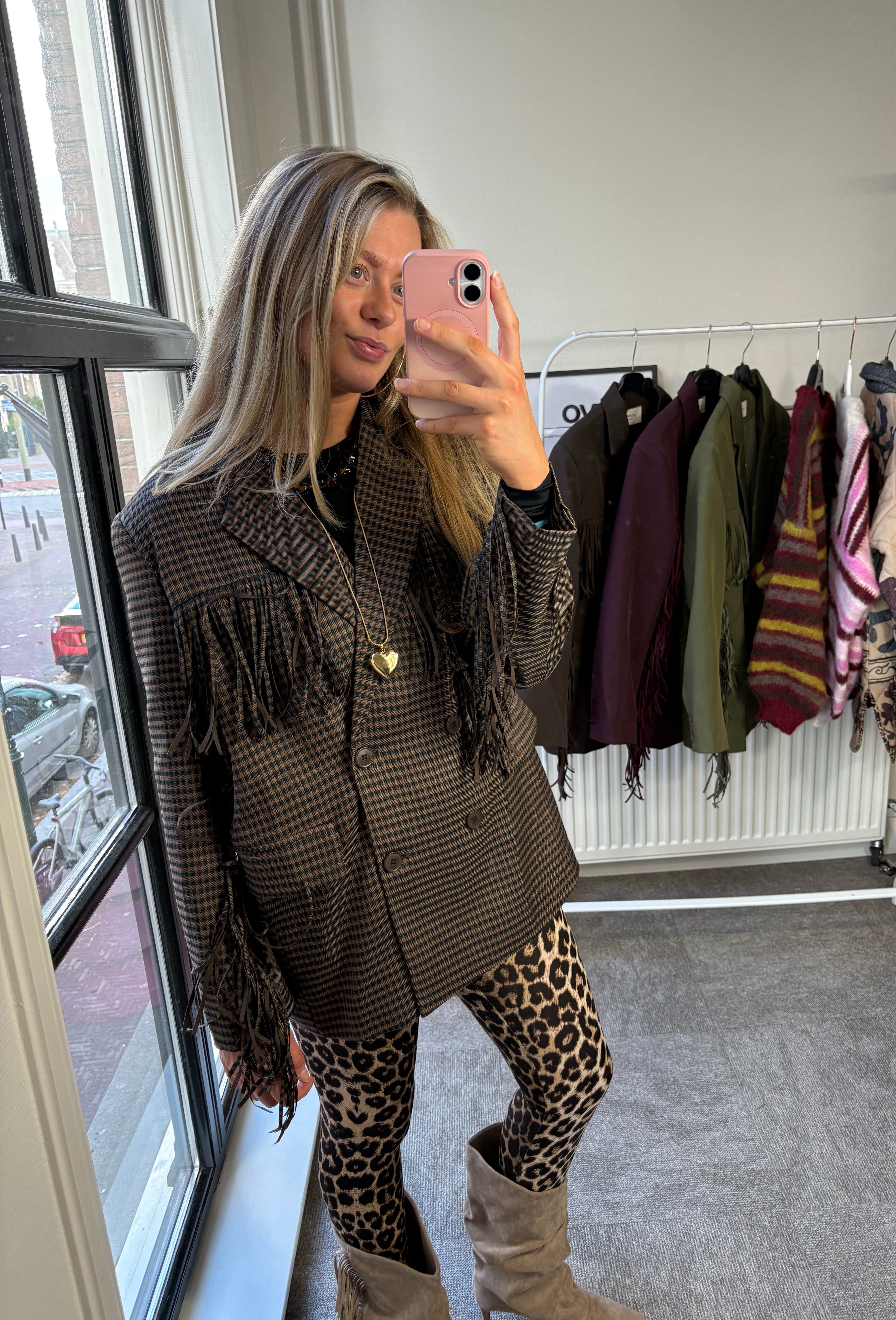 MAUD MUSTHAVE BLAZER CHECKED FRINGES
