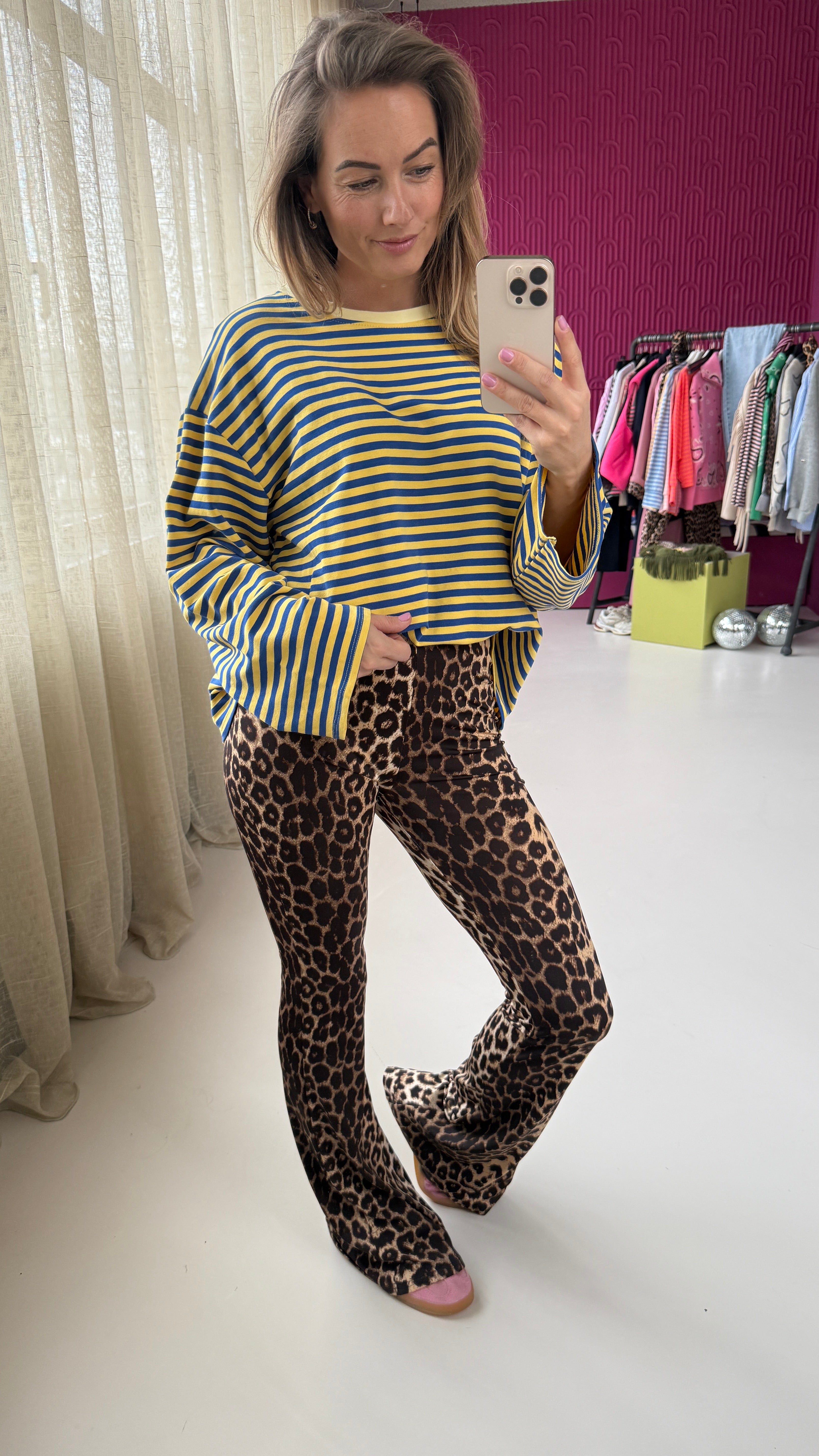 KIKI STREEPJES SHIRT BLAUW-GEEL