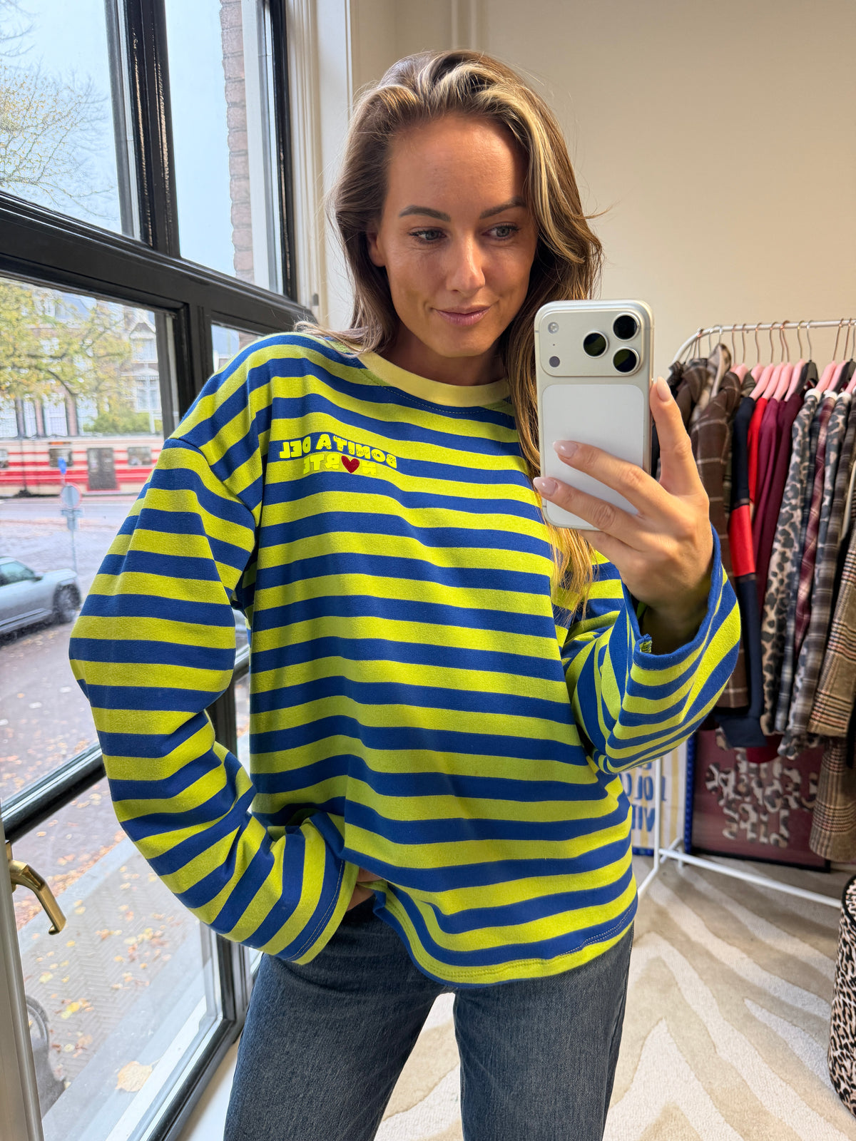 KOBALT LIME STREEP LONGSLEEVE