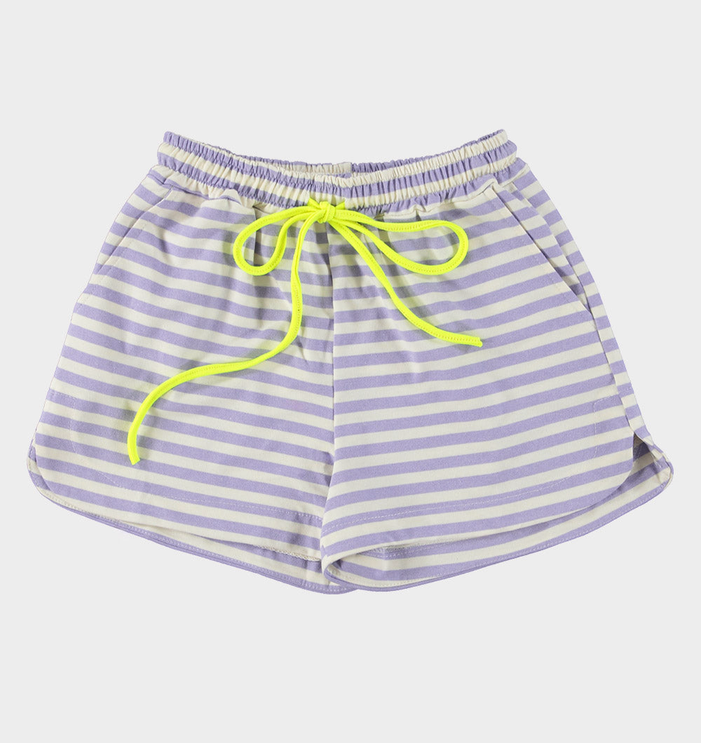 GESTREEPT SHORT LILA