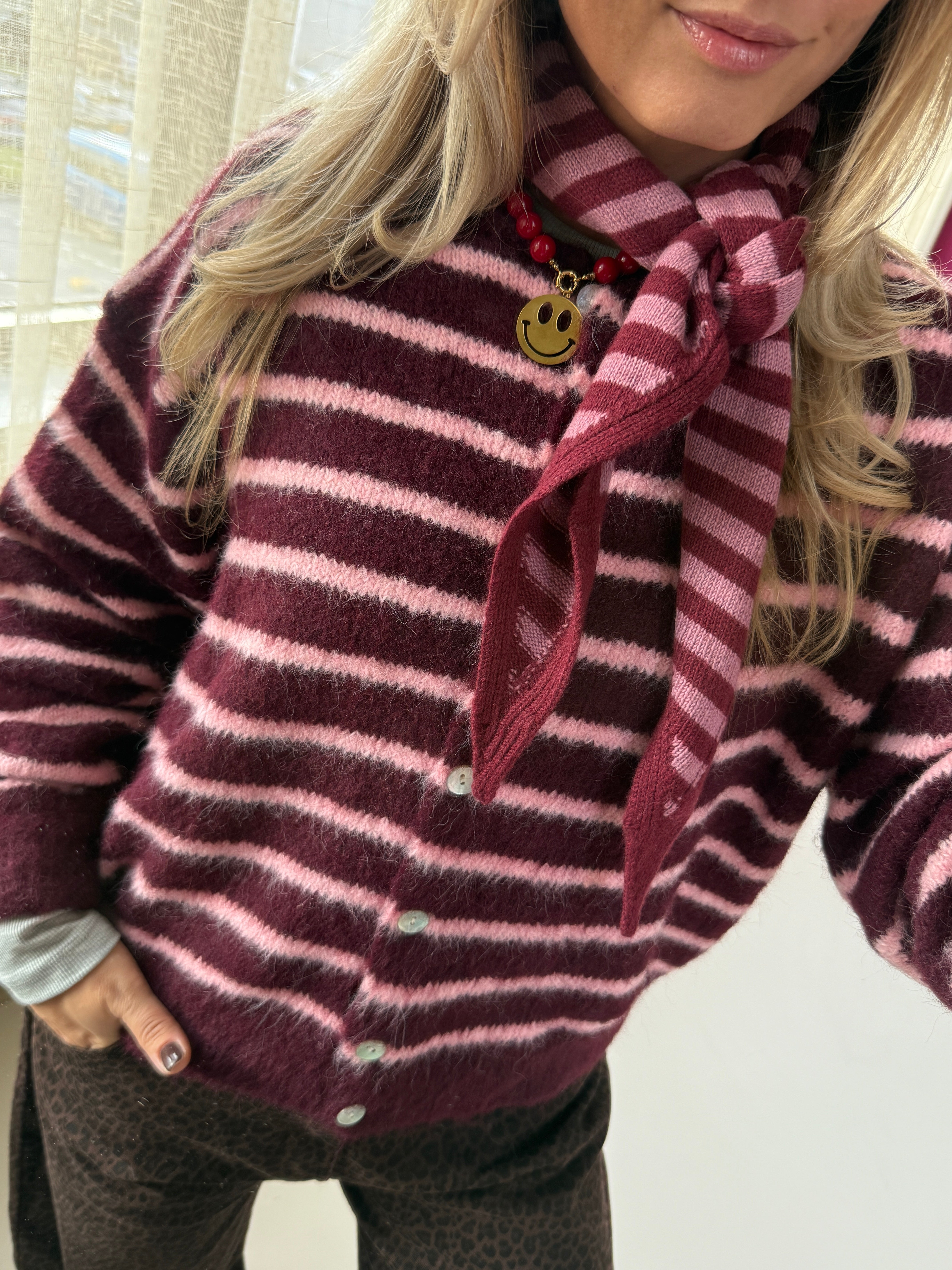 DANIE VEST BURGUNDY-ROZE