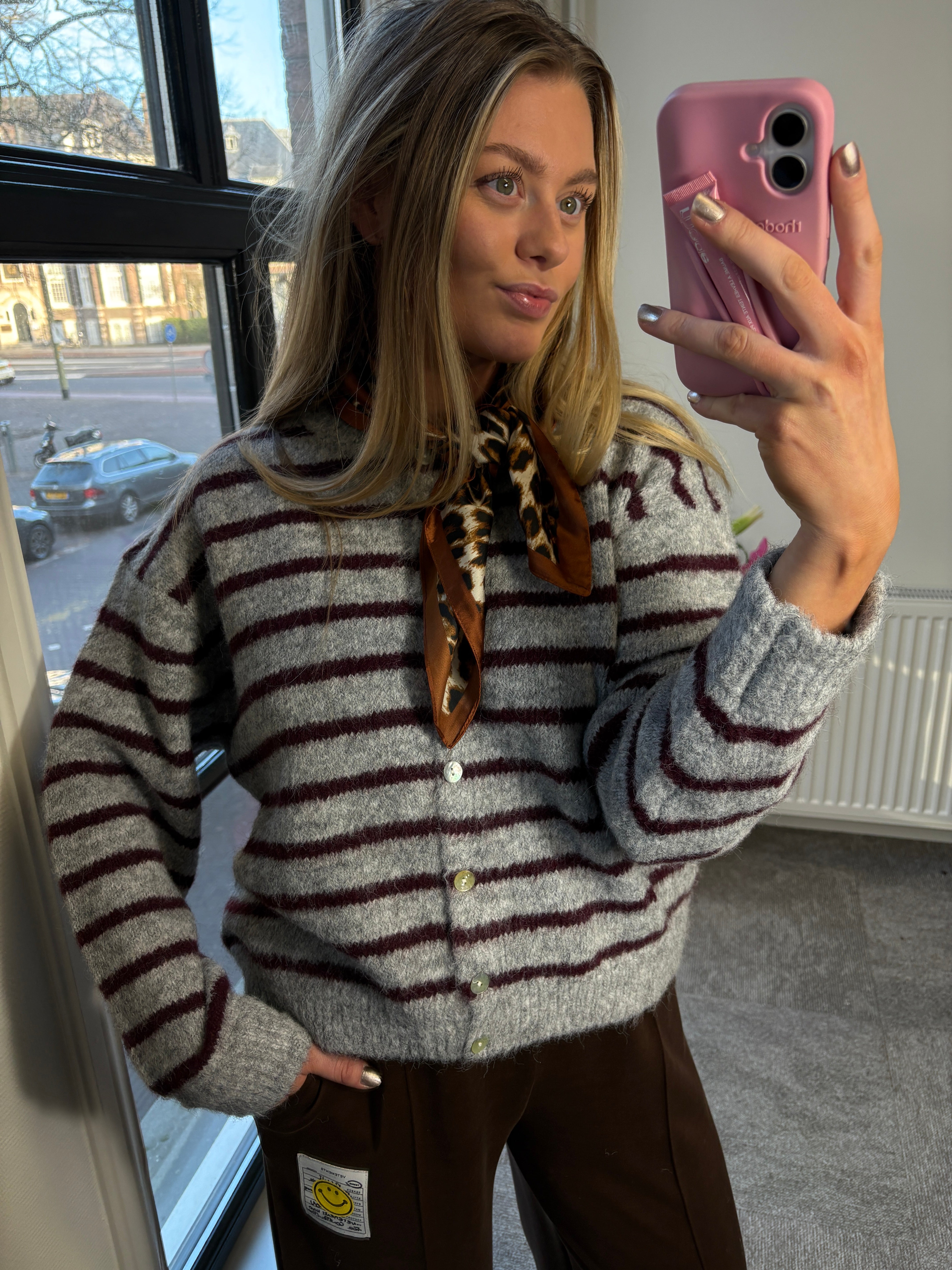 DANIE VEST GRIJS BURGUNDY