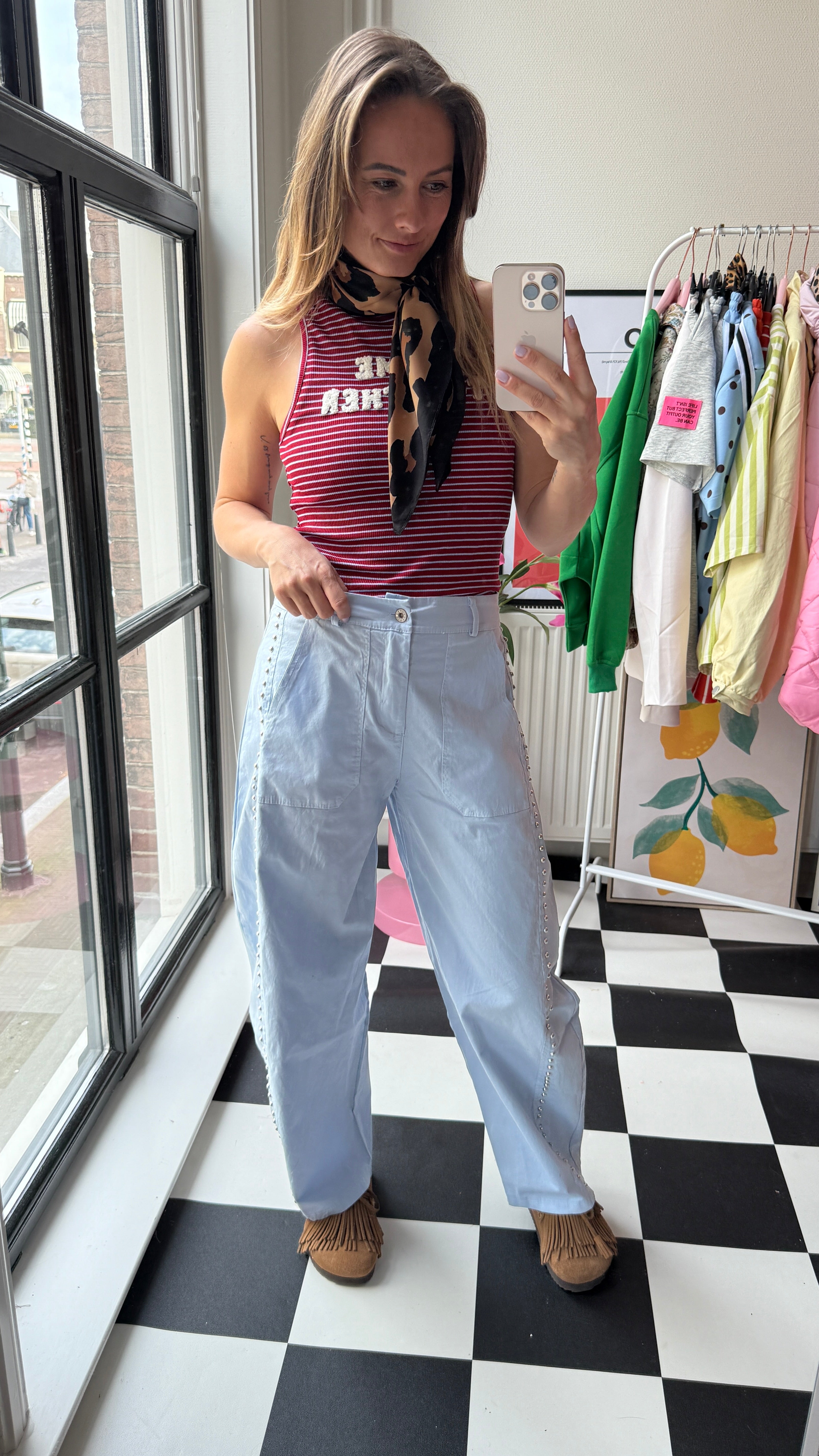 MILA BARREL BROEK LICHTBLAUW