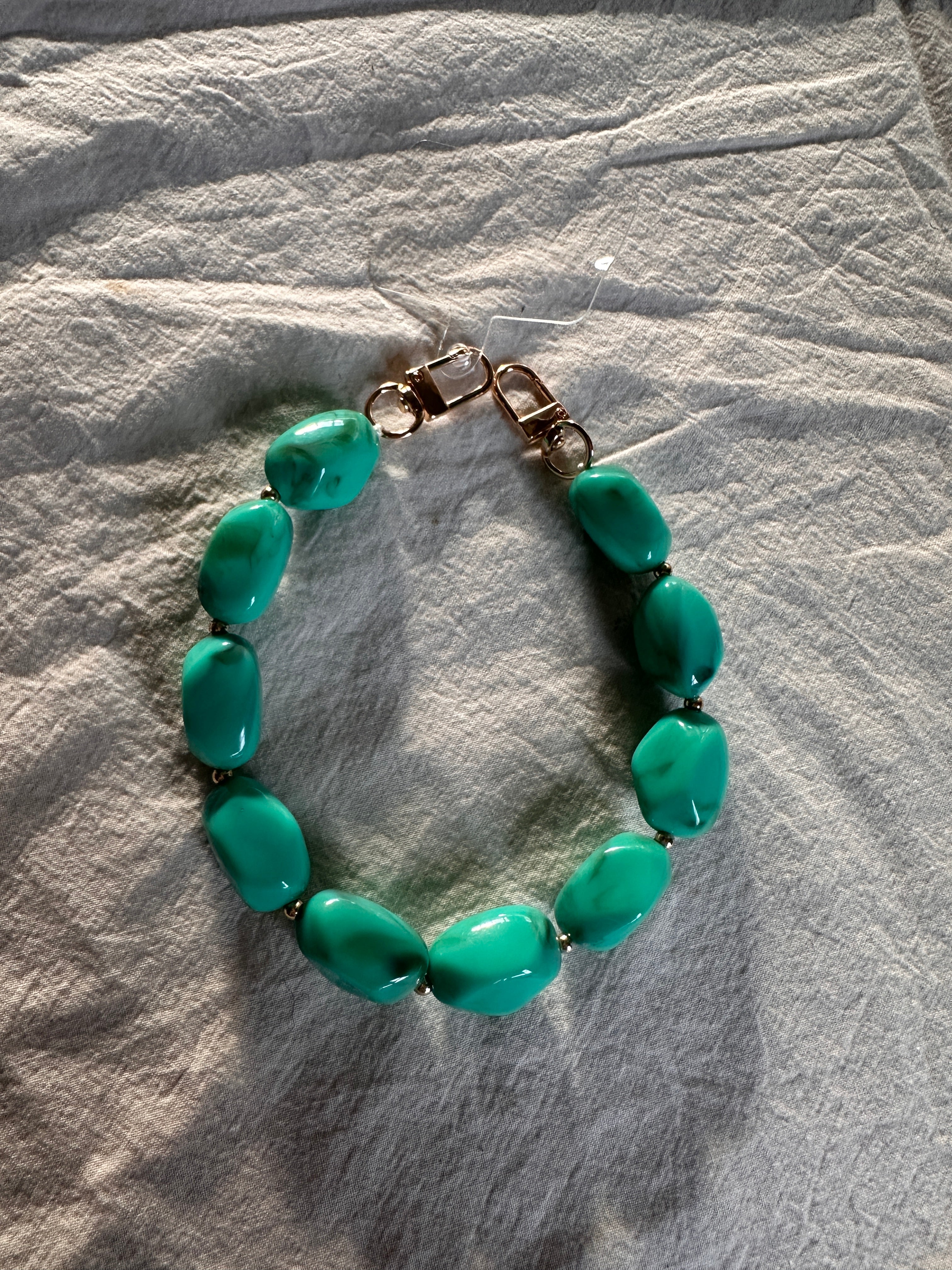 TELEFOONKOORDJE TURQUOISE STENEN