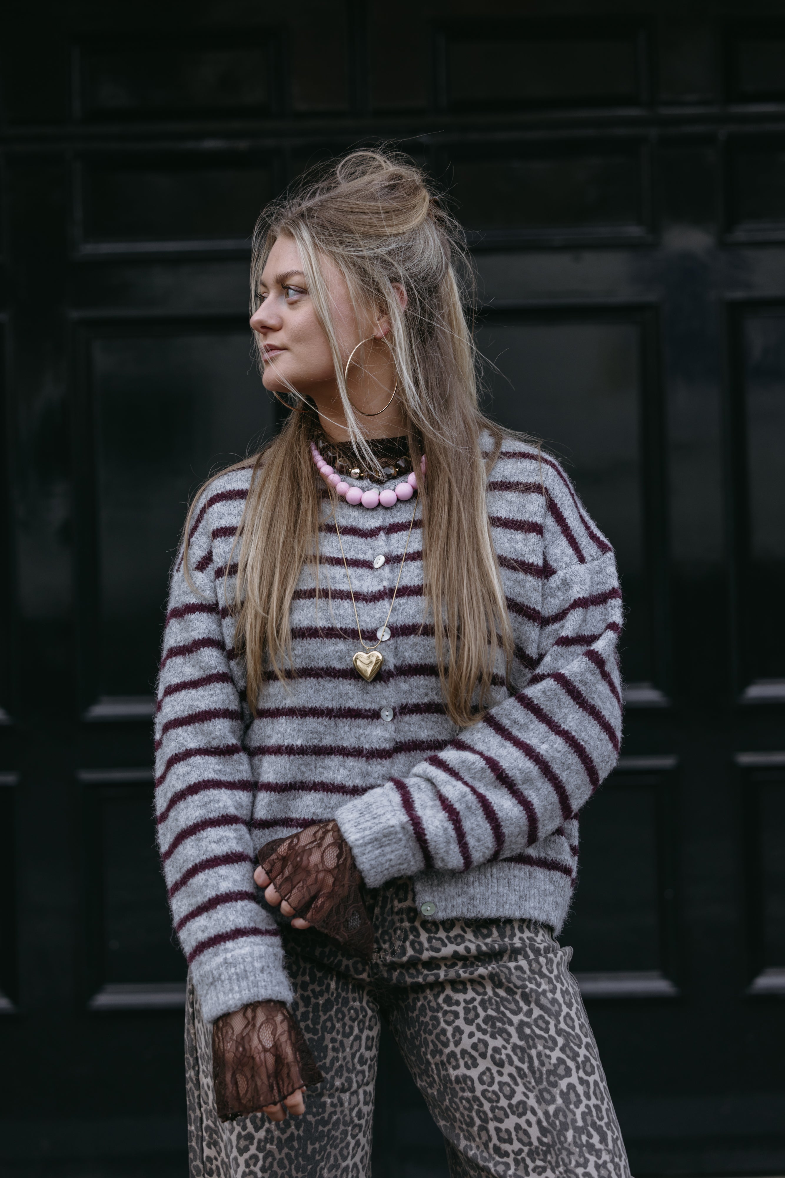 DANIE VEST GRIJS BURGUNDY