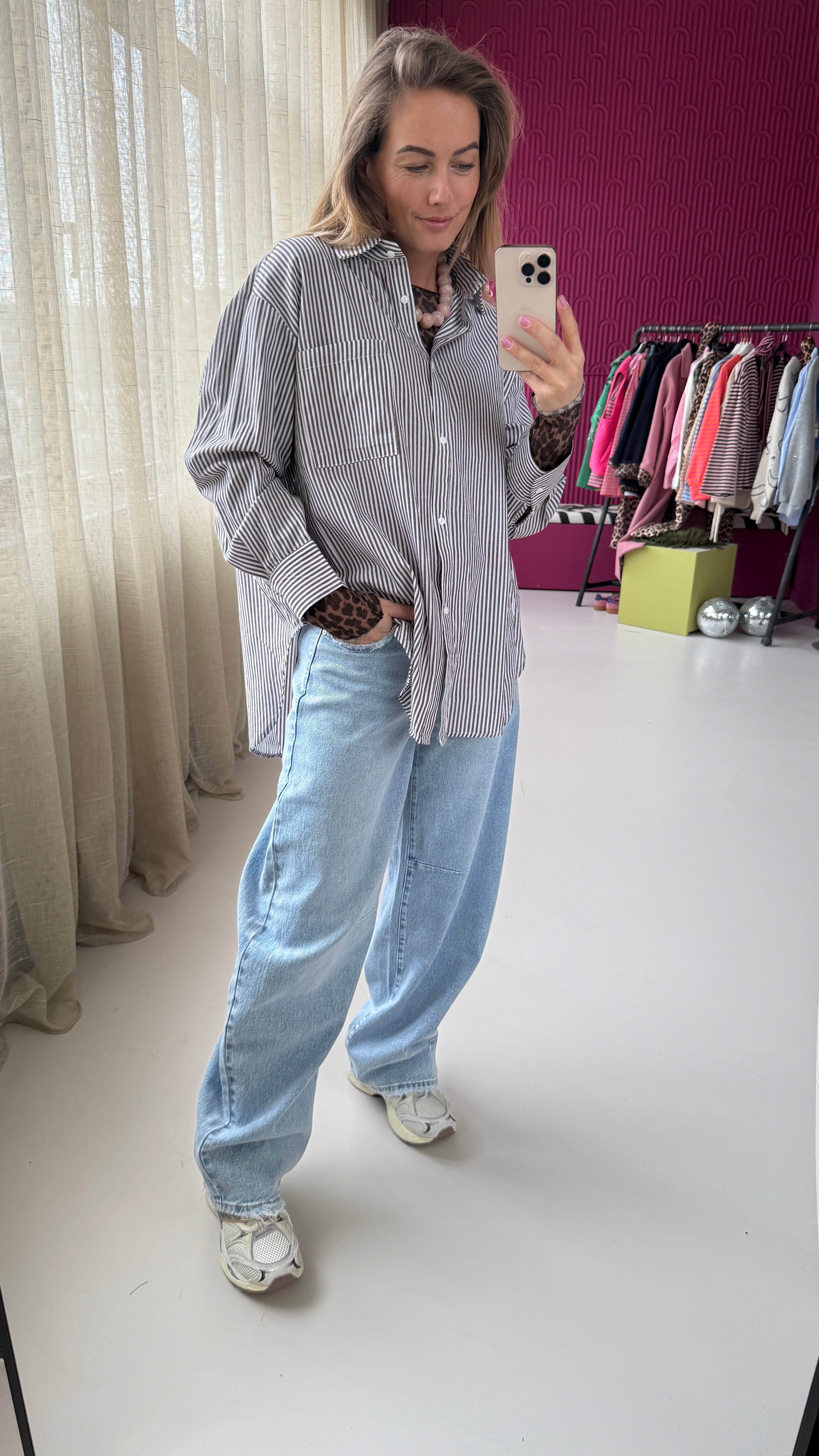 STEFFI STREEPJES BLOUSE BRUIN