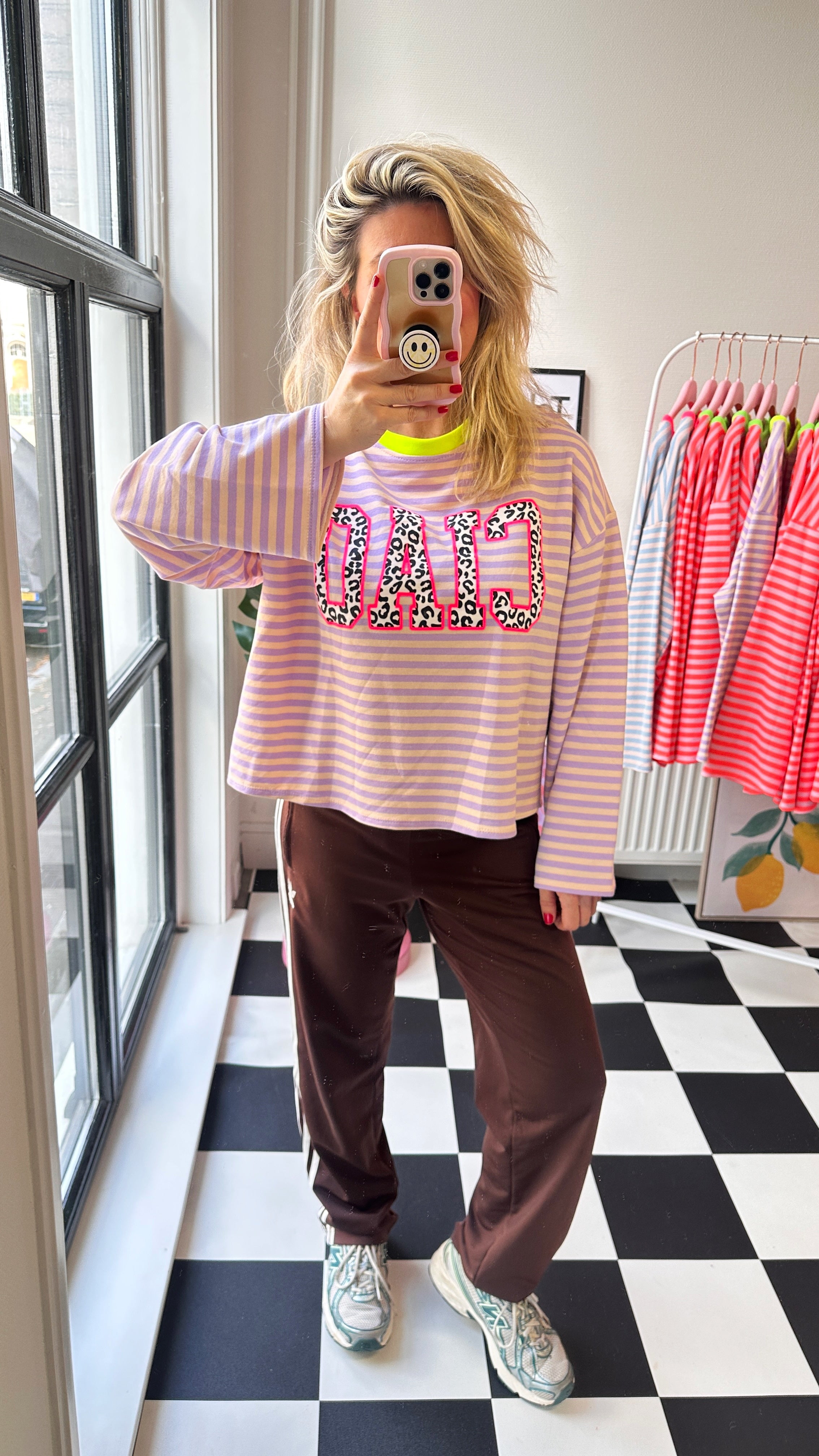 GESTREEPTE LONGSLEEVE PANTER CIAO LILA