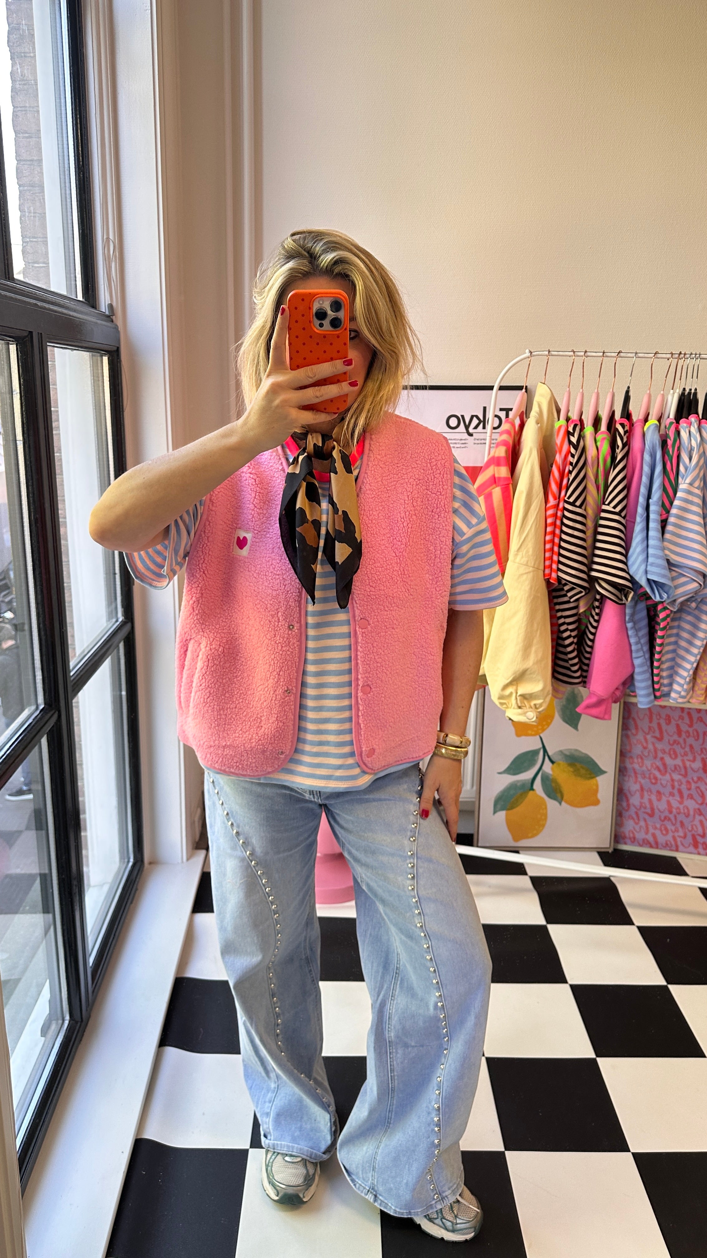 TEDDY GILET LICHT ROZE
