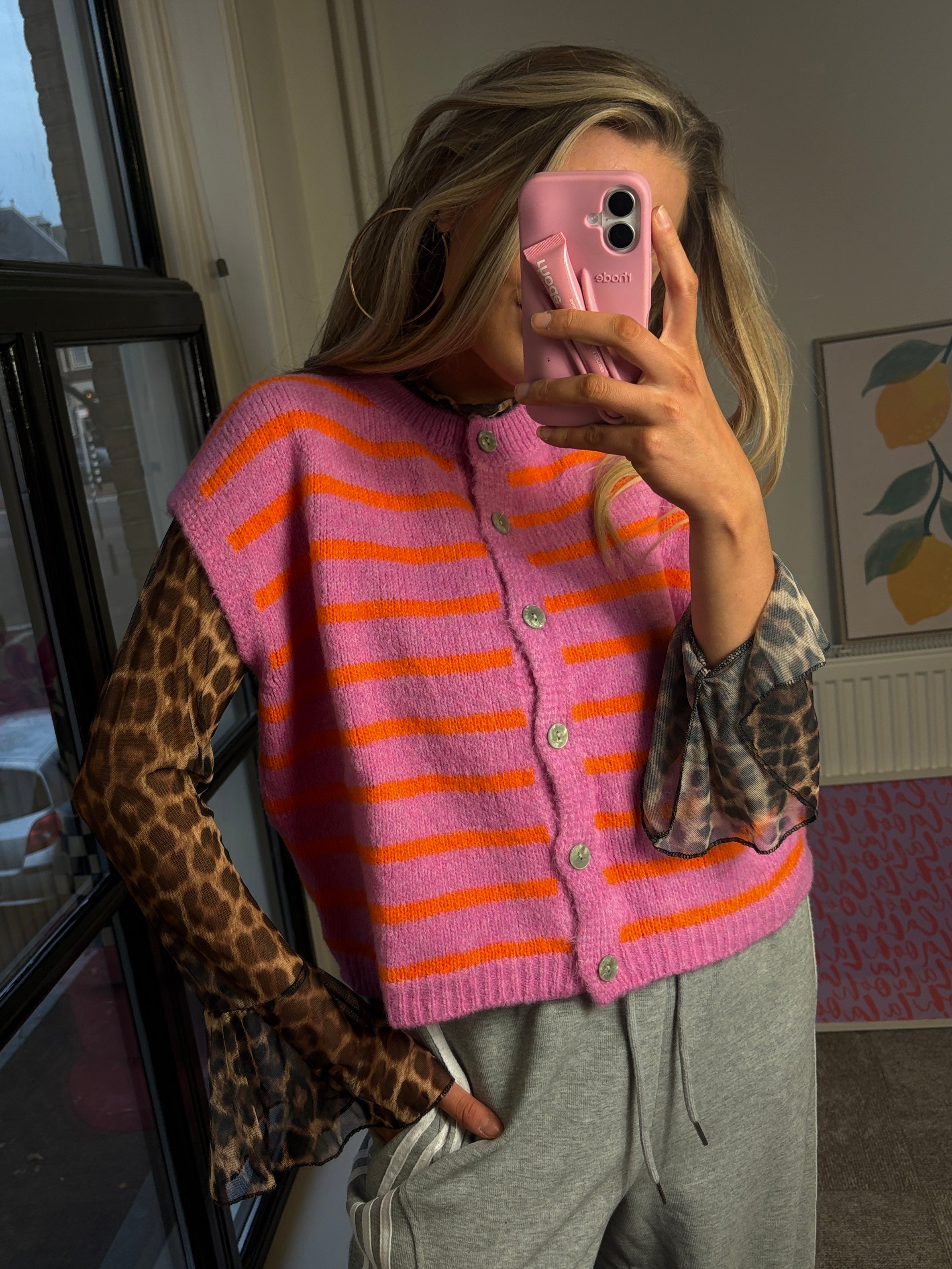 JULIA GILET ROZE / ORANJE