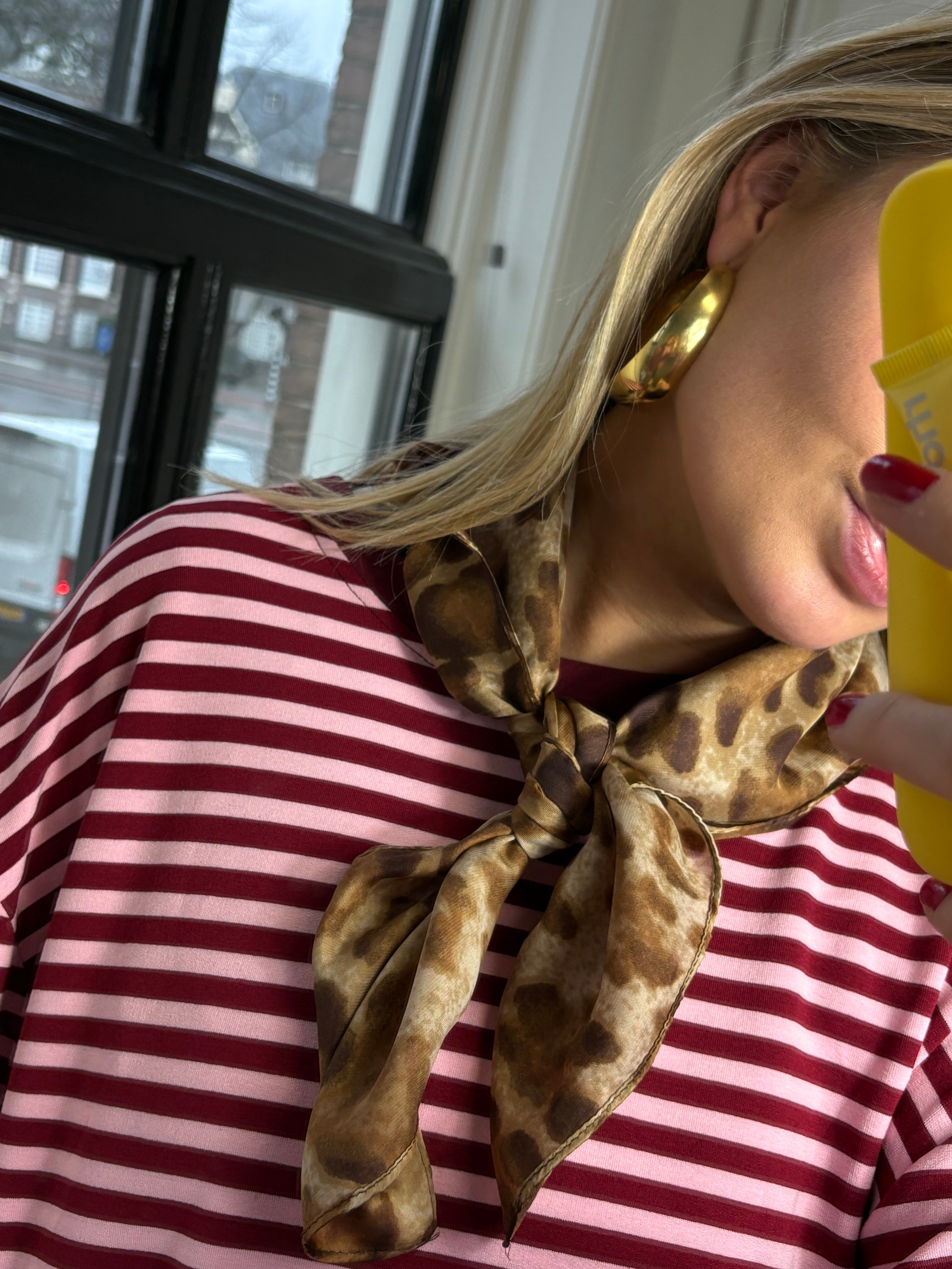 BELLA 3 panter sjaaltje lichtbruin