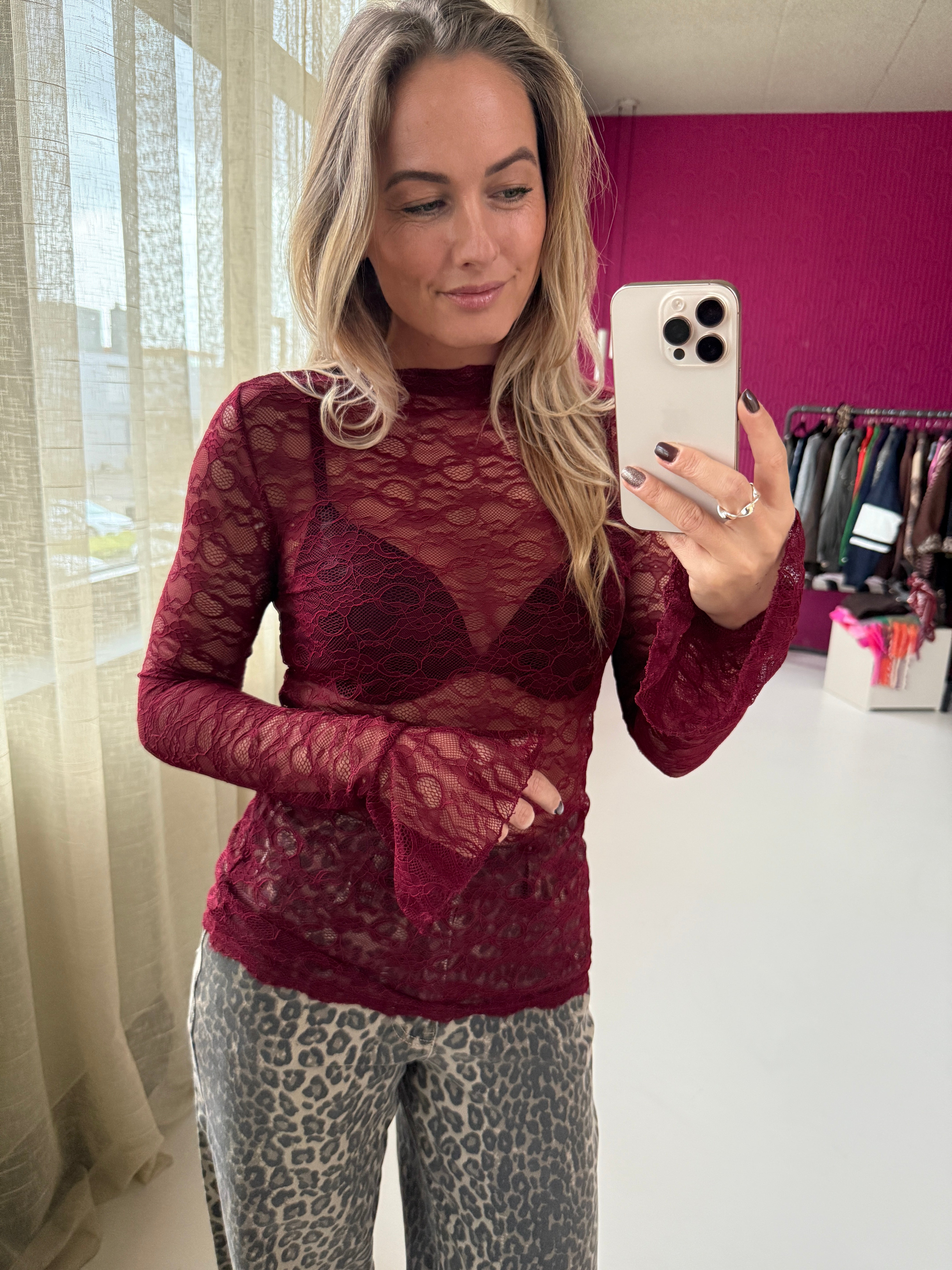 KANTEN MESH TOP BURGUNDY