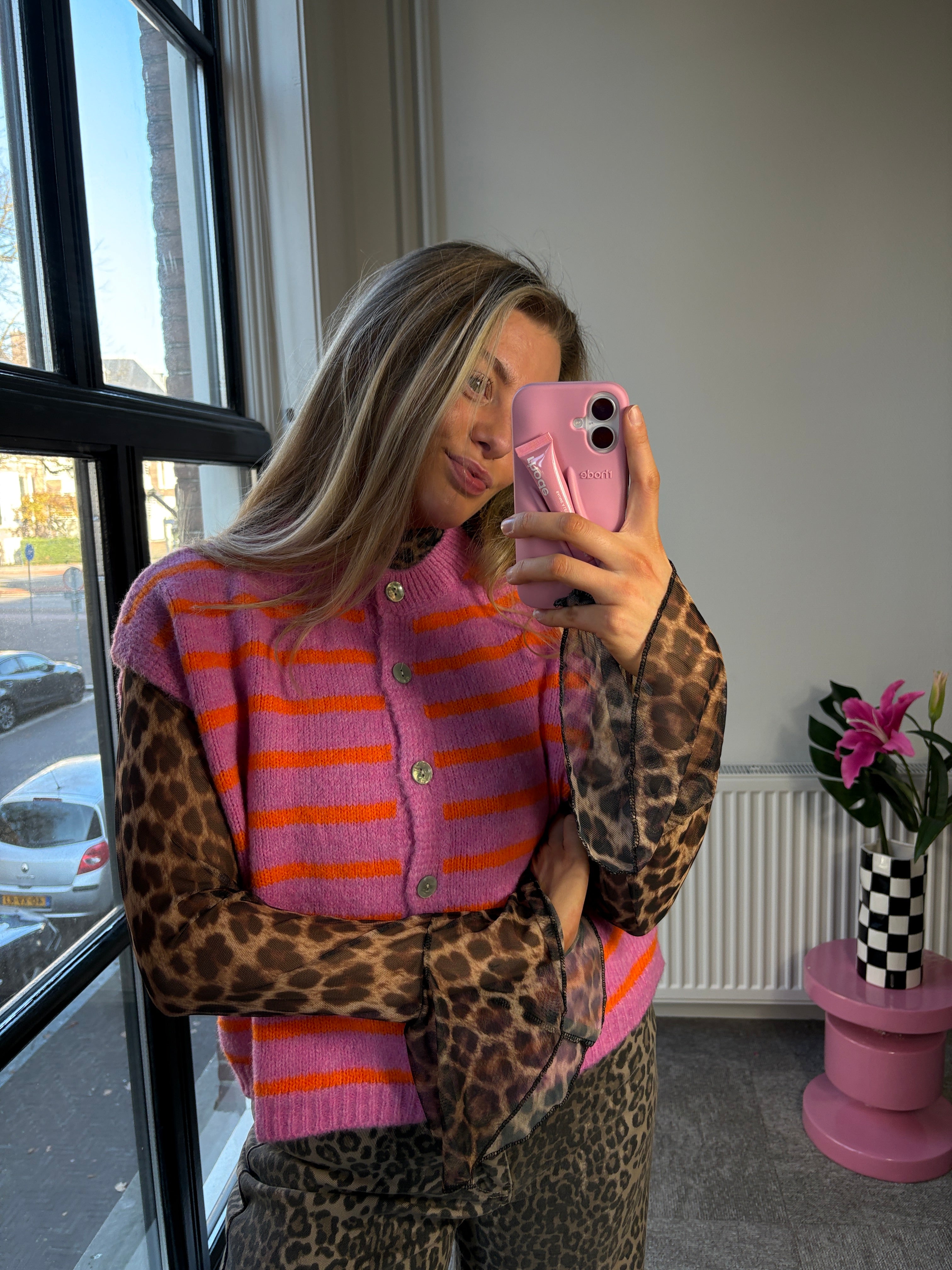 JULIA GILET ROZE / ORANJE