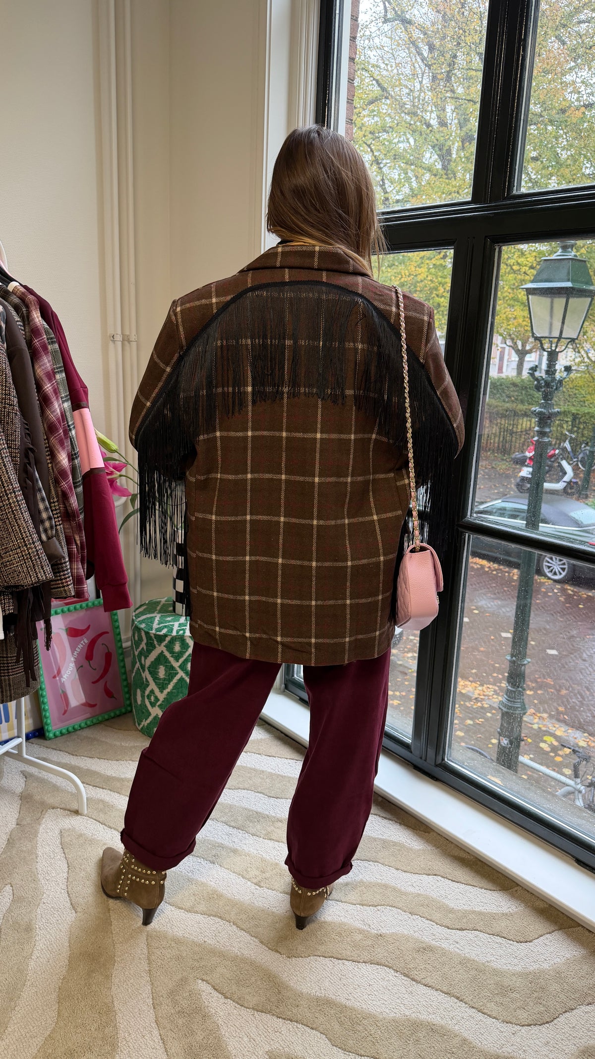 BRUIN GERUITE BLAZER MET FRANJES