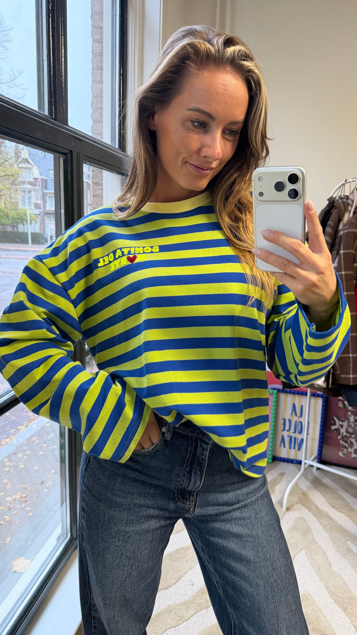 KOBALT LIME STREEP LONGSLEEVE