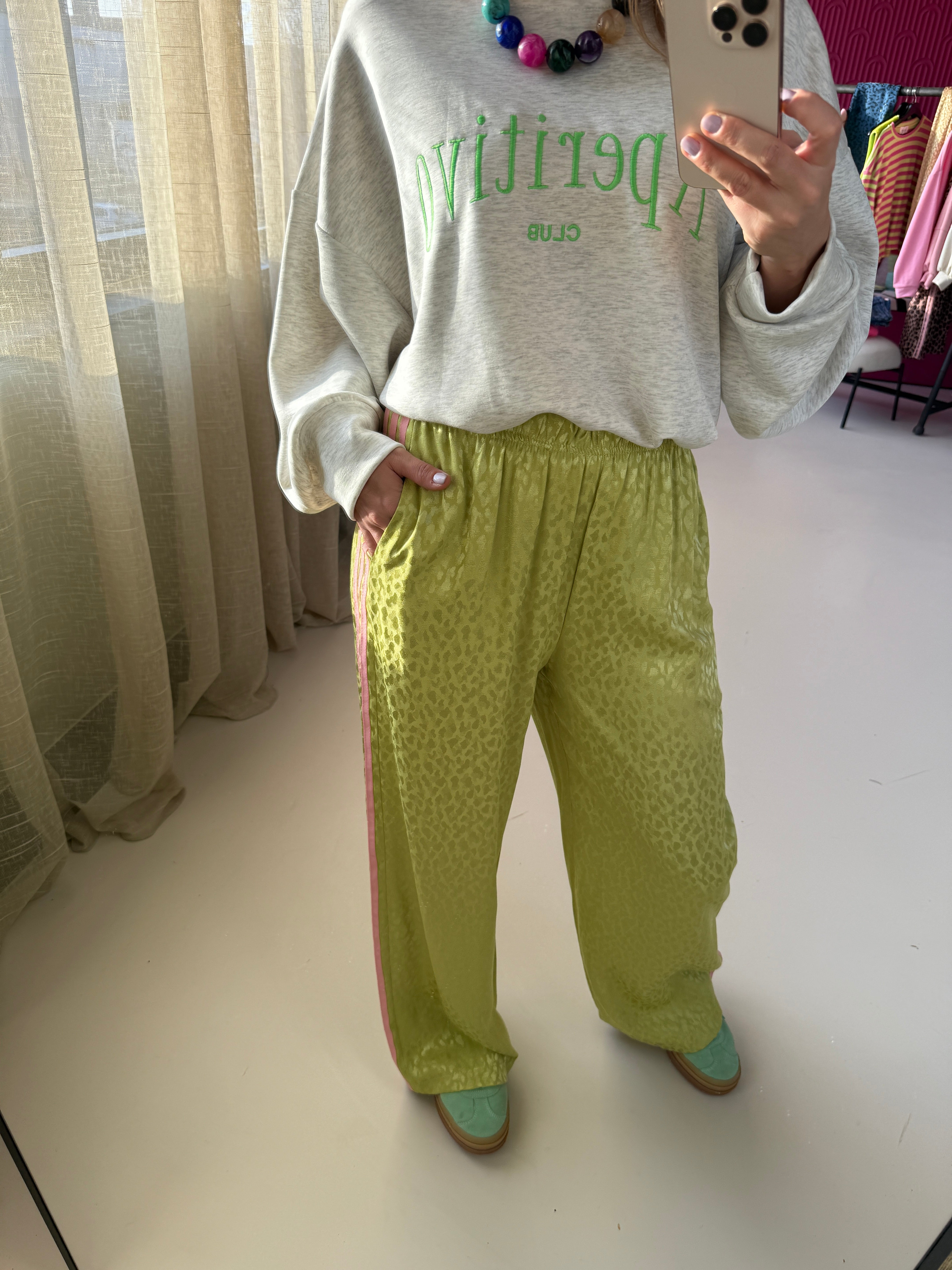 SHINY PANTERBROEK LIME