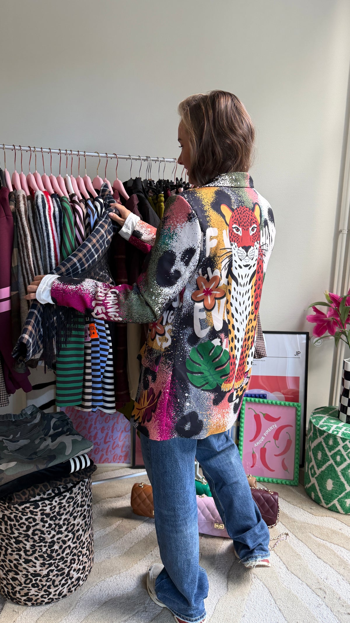 MUSTHAVE PRINTBLAZER MET PANTER