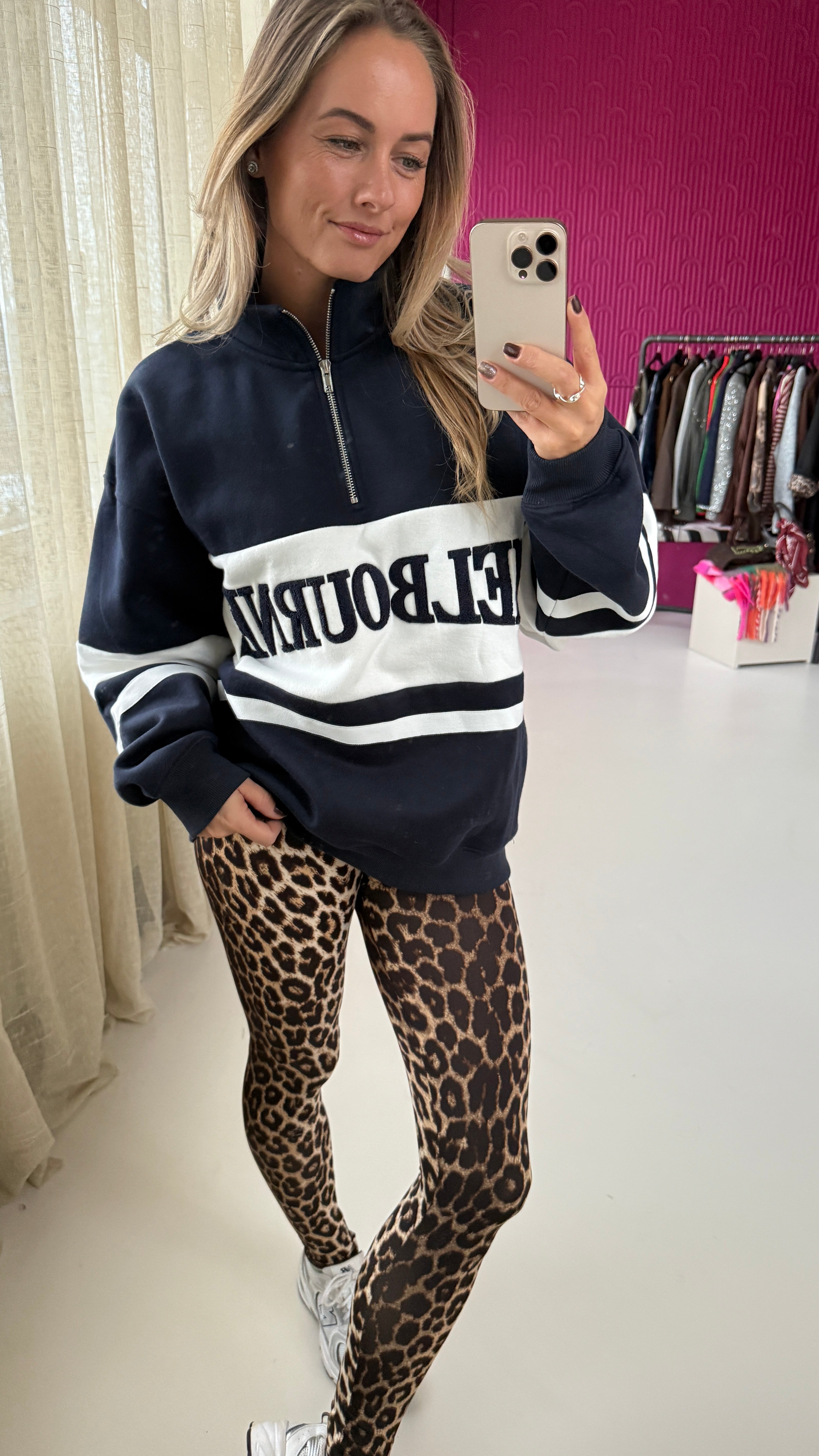 BLAUWE SWEATER MET RITS