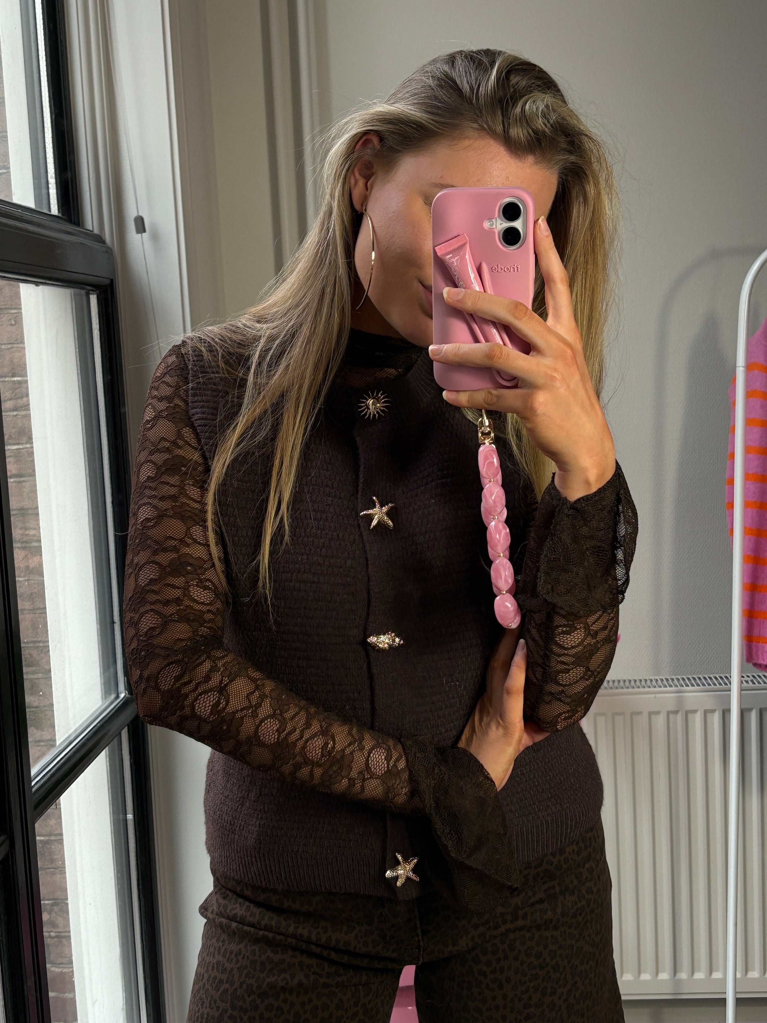 BRUIN GILET GOUDEN KNOPEN