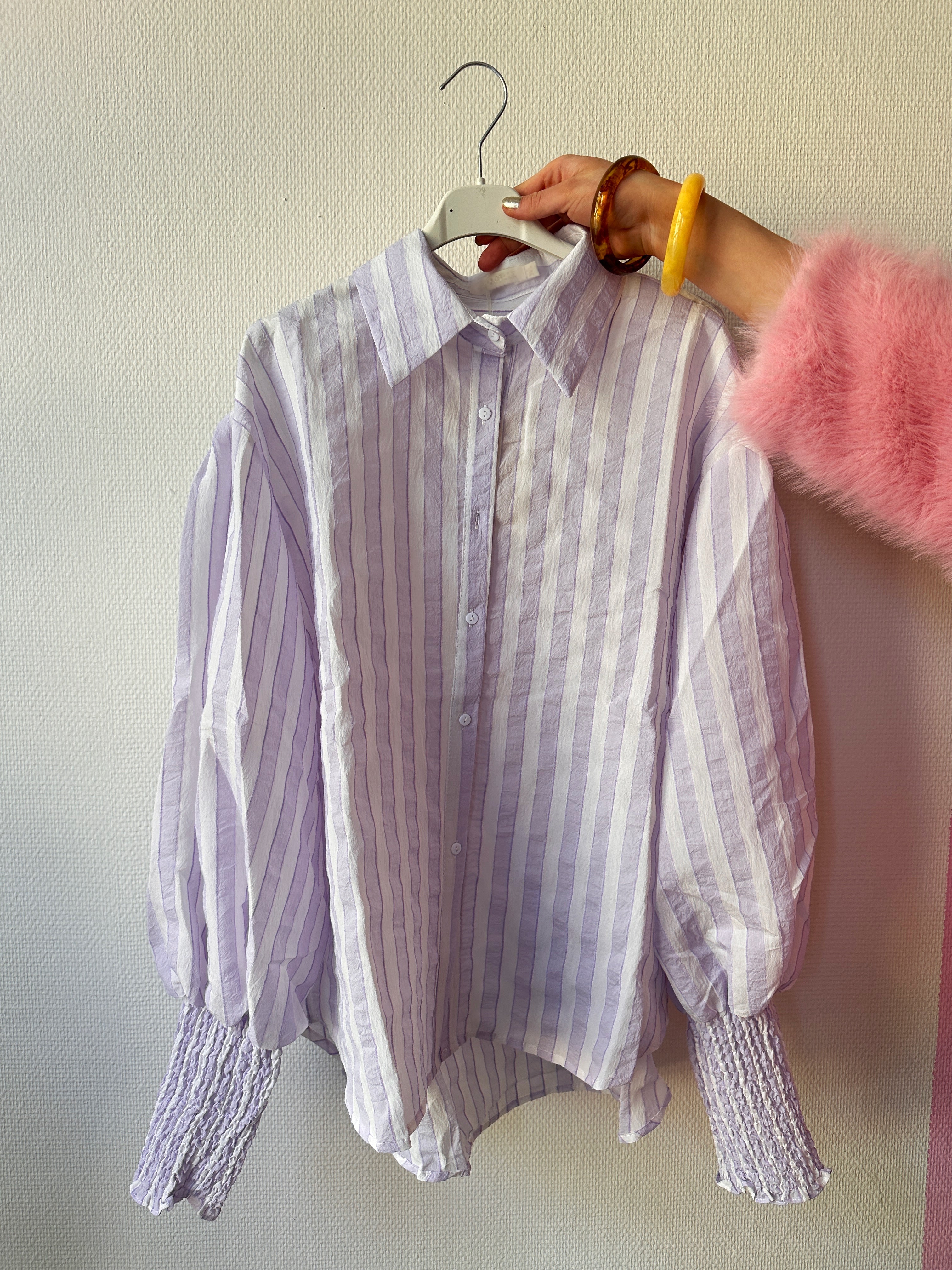 LILA STREEPBLOUSE SMOK