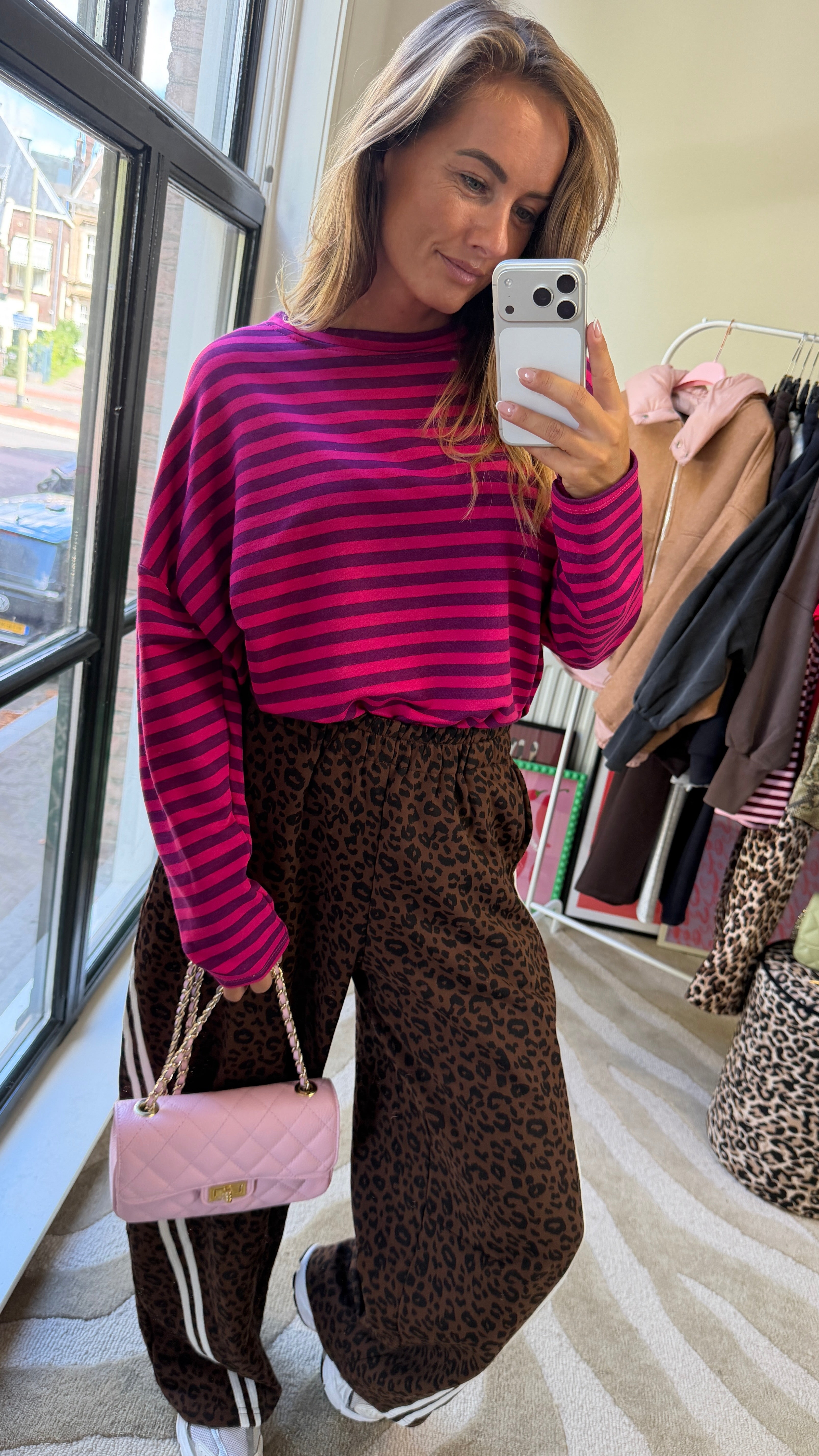 ALEXIA STREEP SHIRT ROZE PAARS