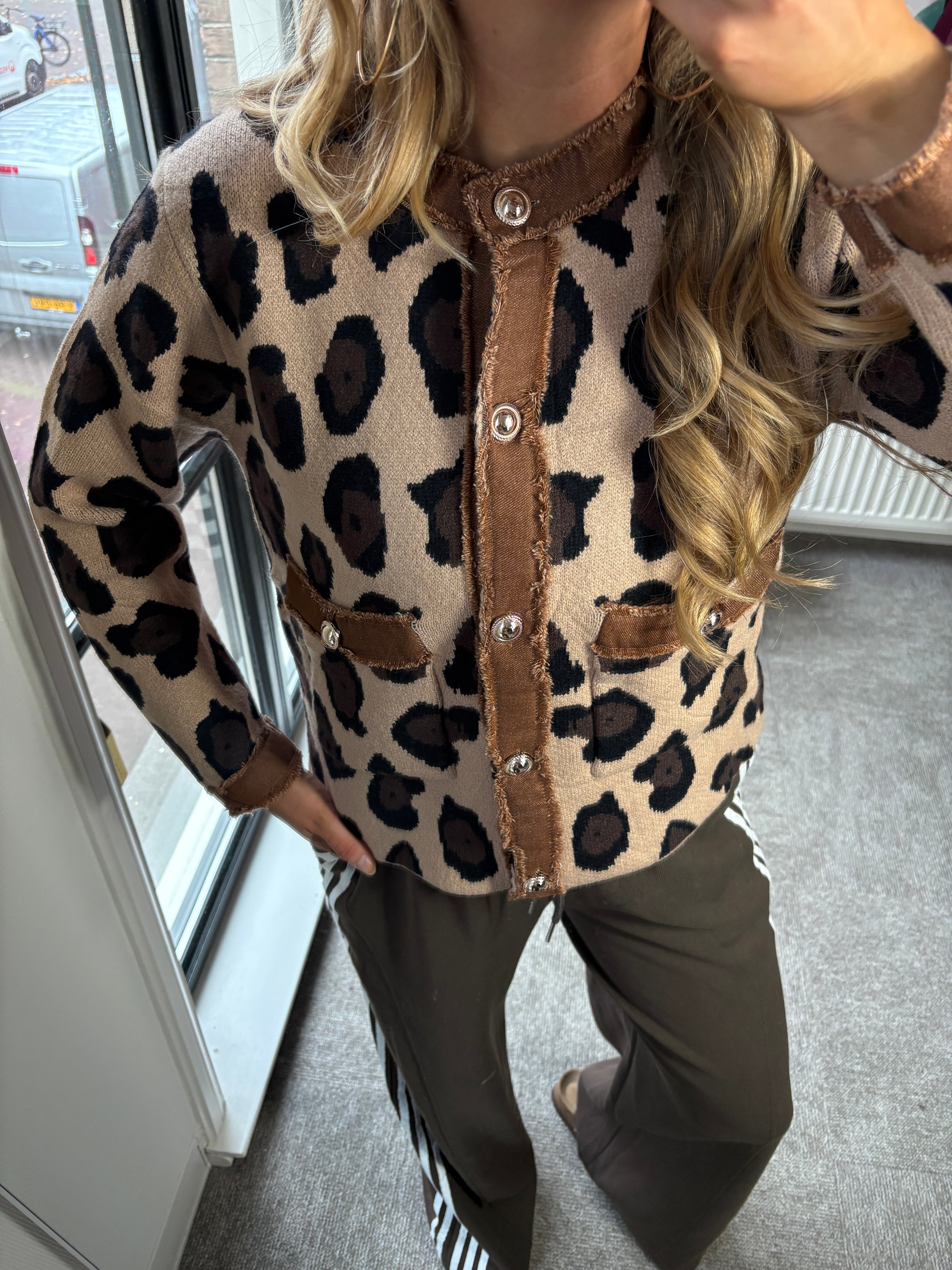 MARJO PANTERPRINT VESTJE CAMEL