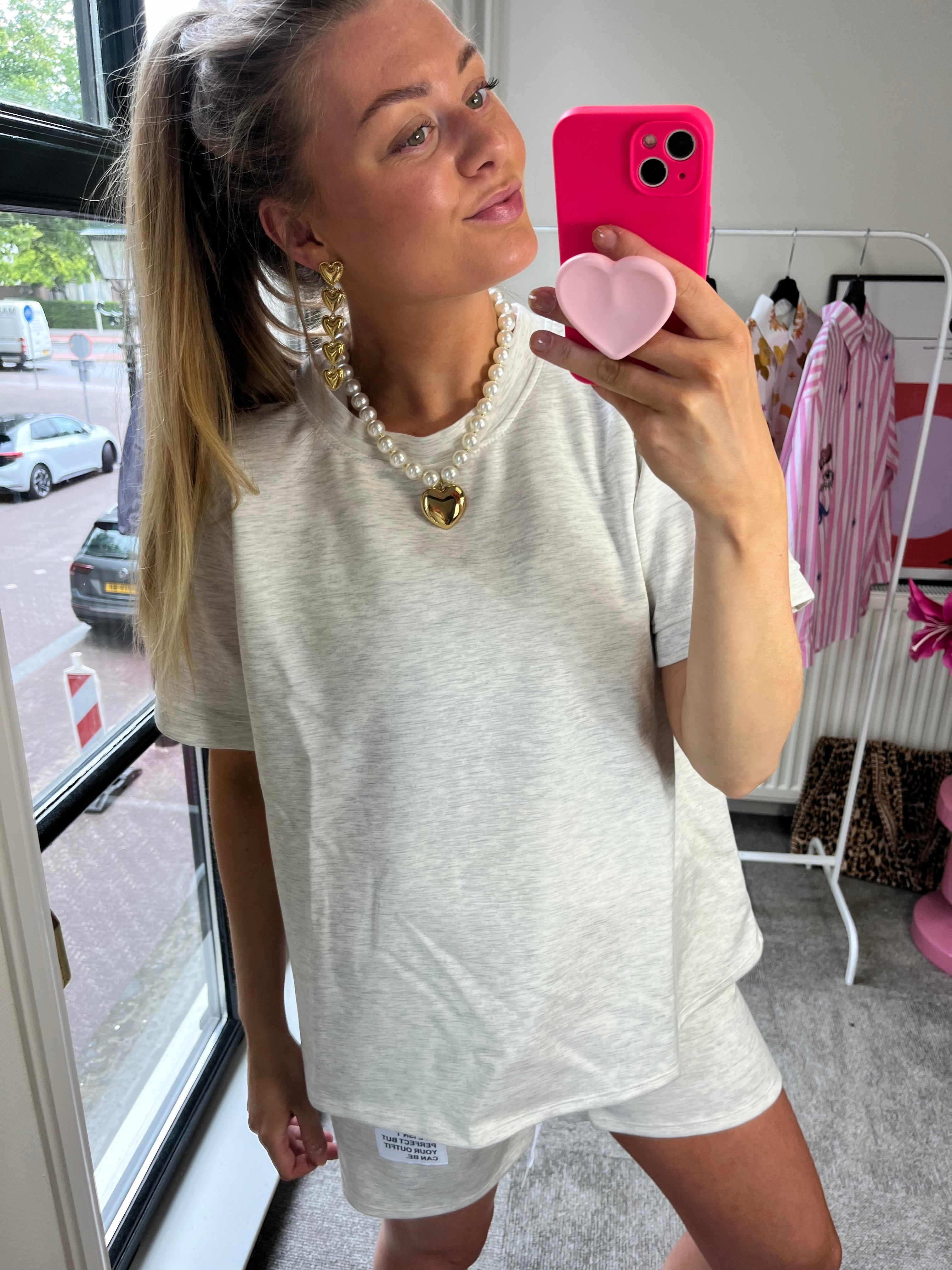 PEARL NECKLACE GOUD HARTJE