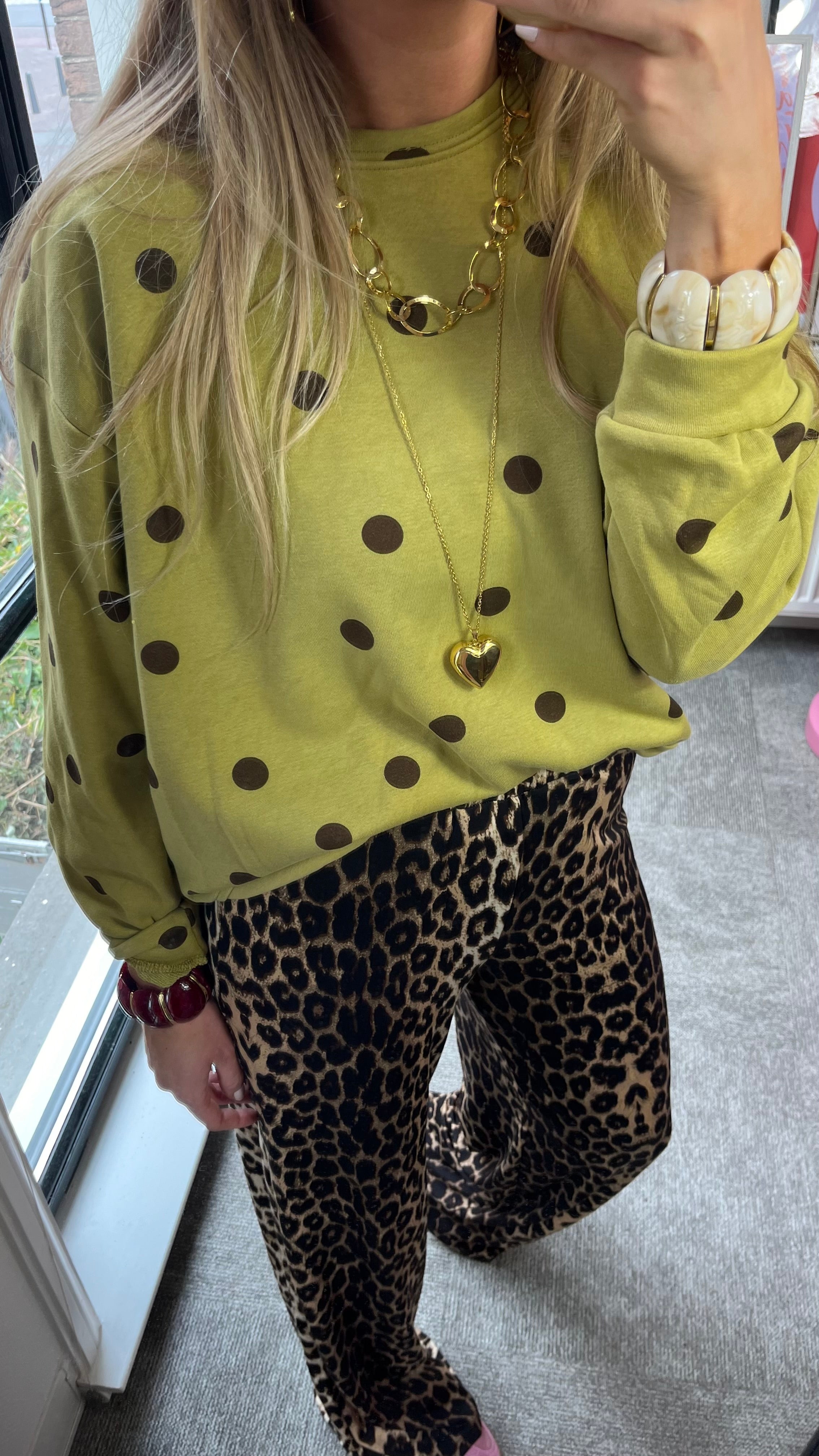 DOTS SWEATER OLIVE