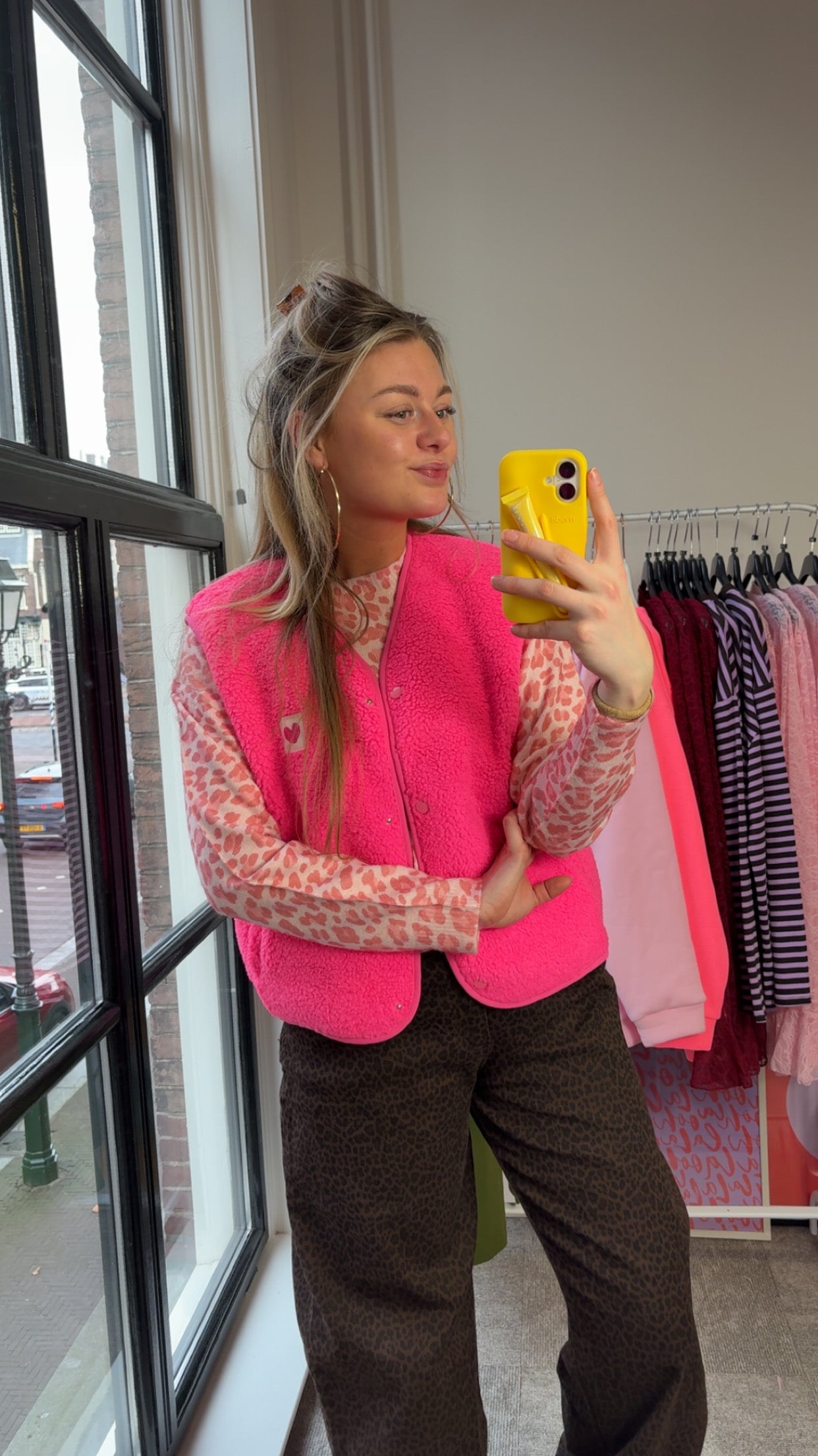 TEDDY GILET FLUO ROZE