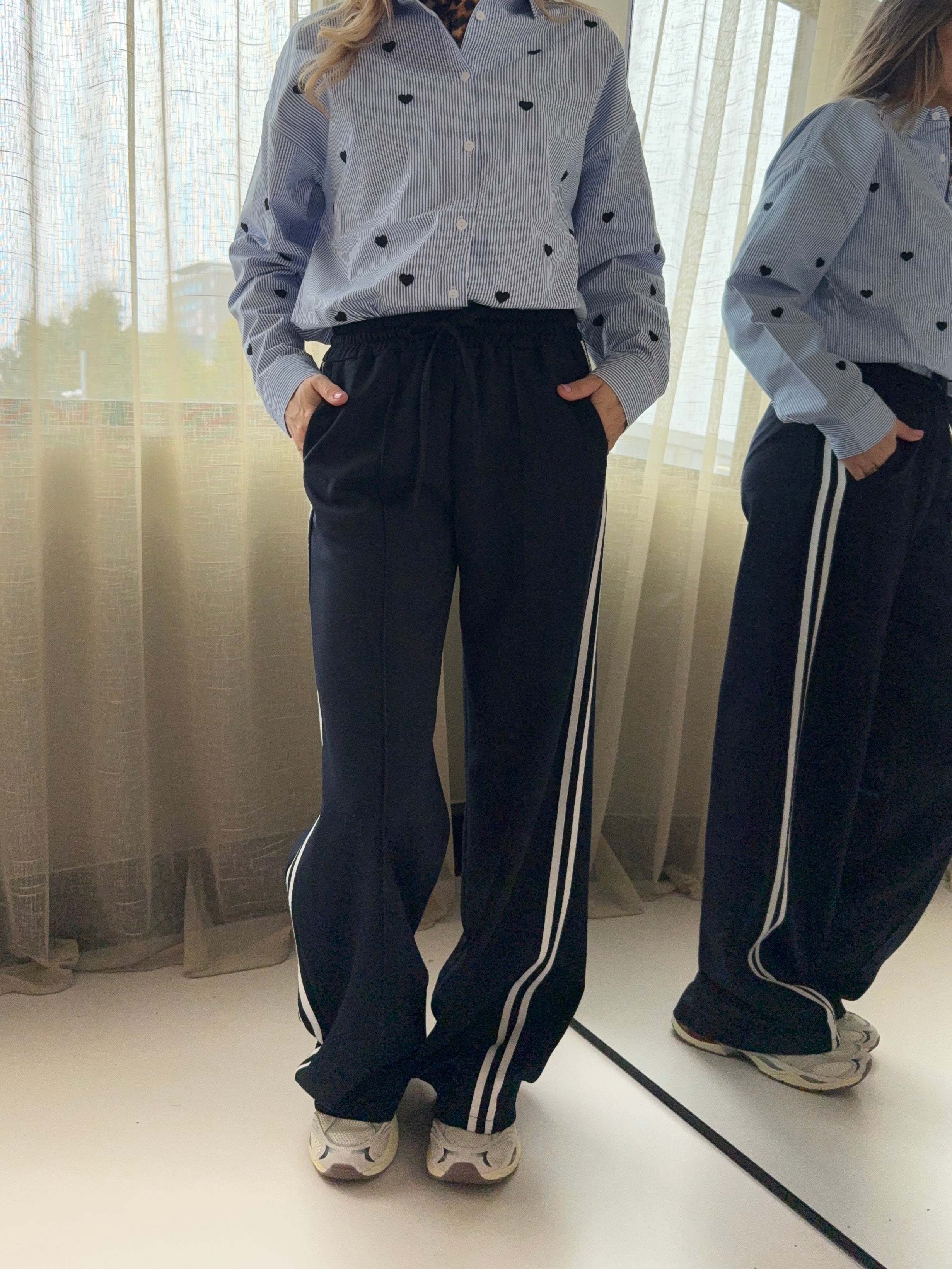 DONKERBLAUWE PANTALON MET BIES