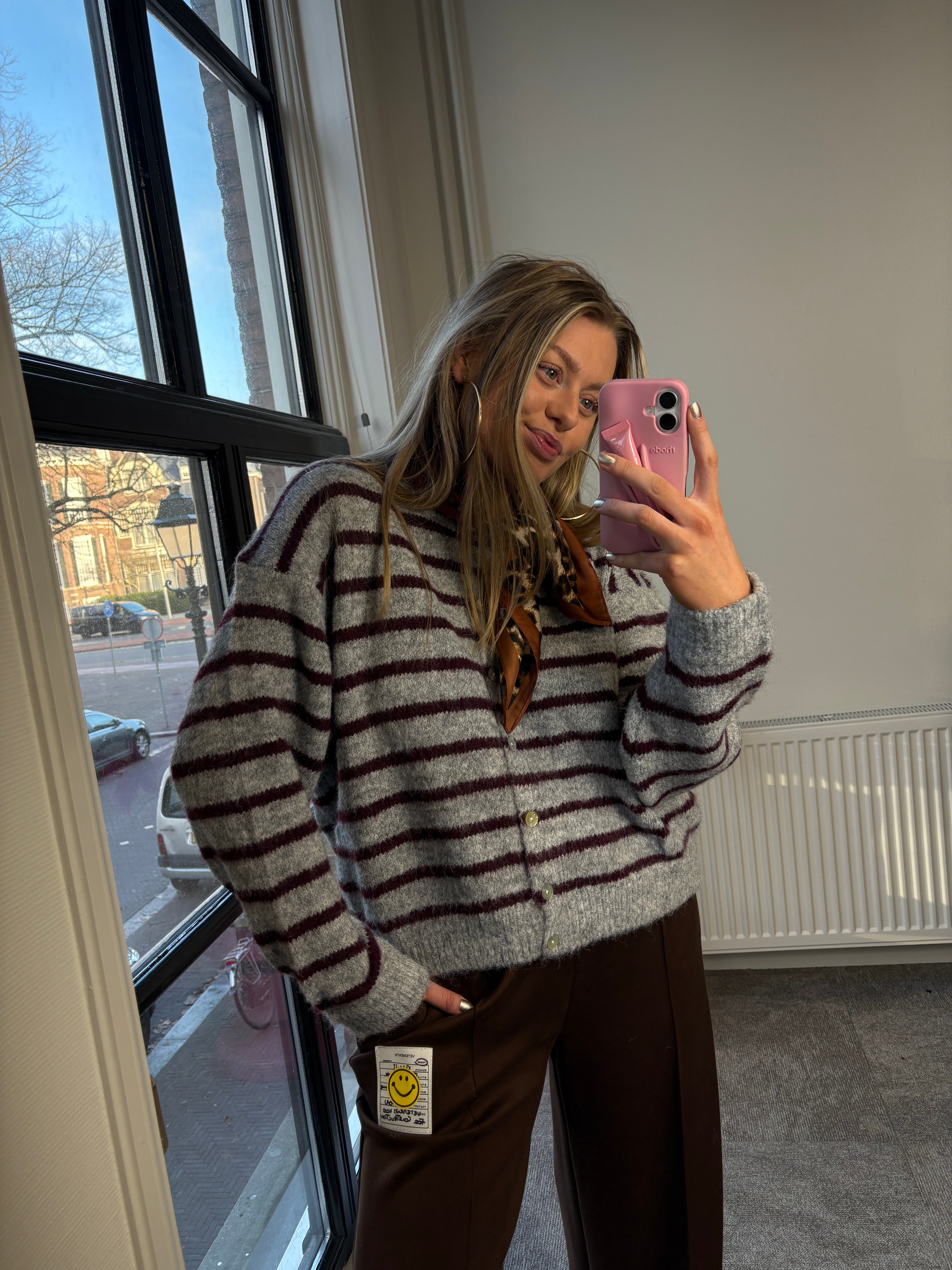 DANIE VEST GRIJS BURGUNDY