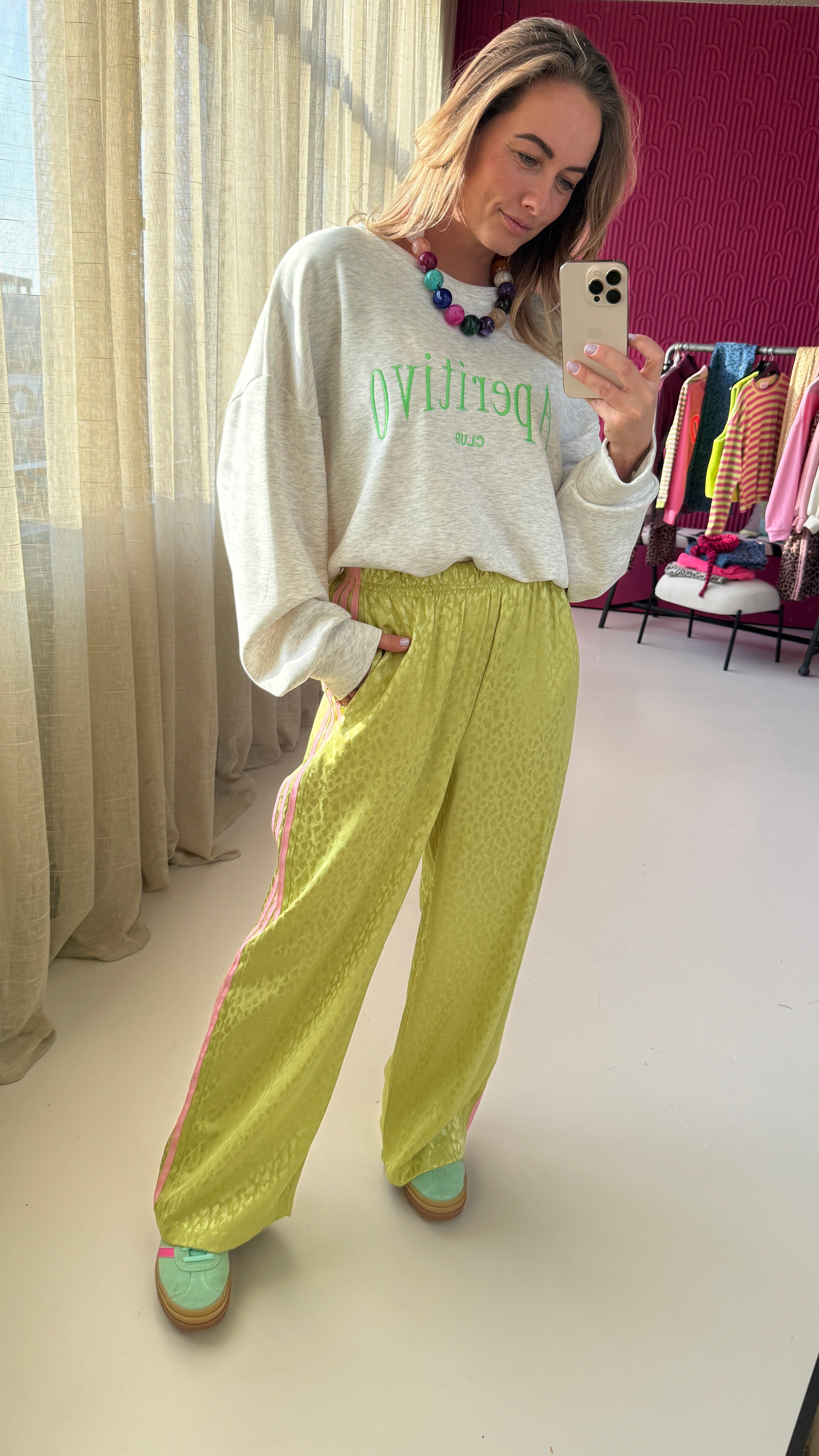 SHINY PANTERBROEK LIME