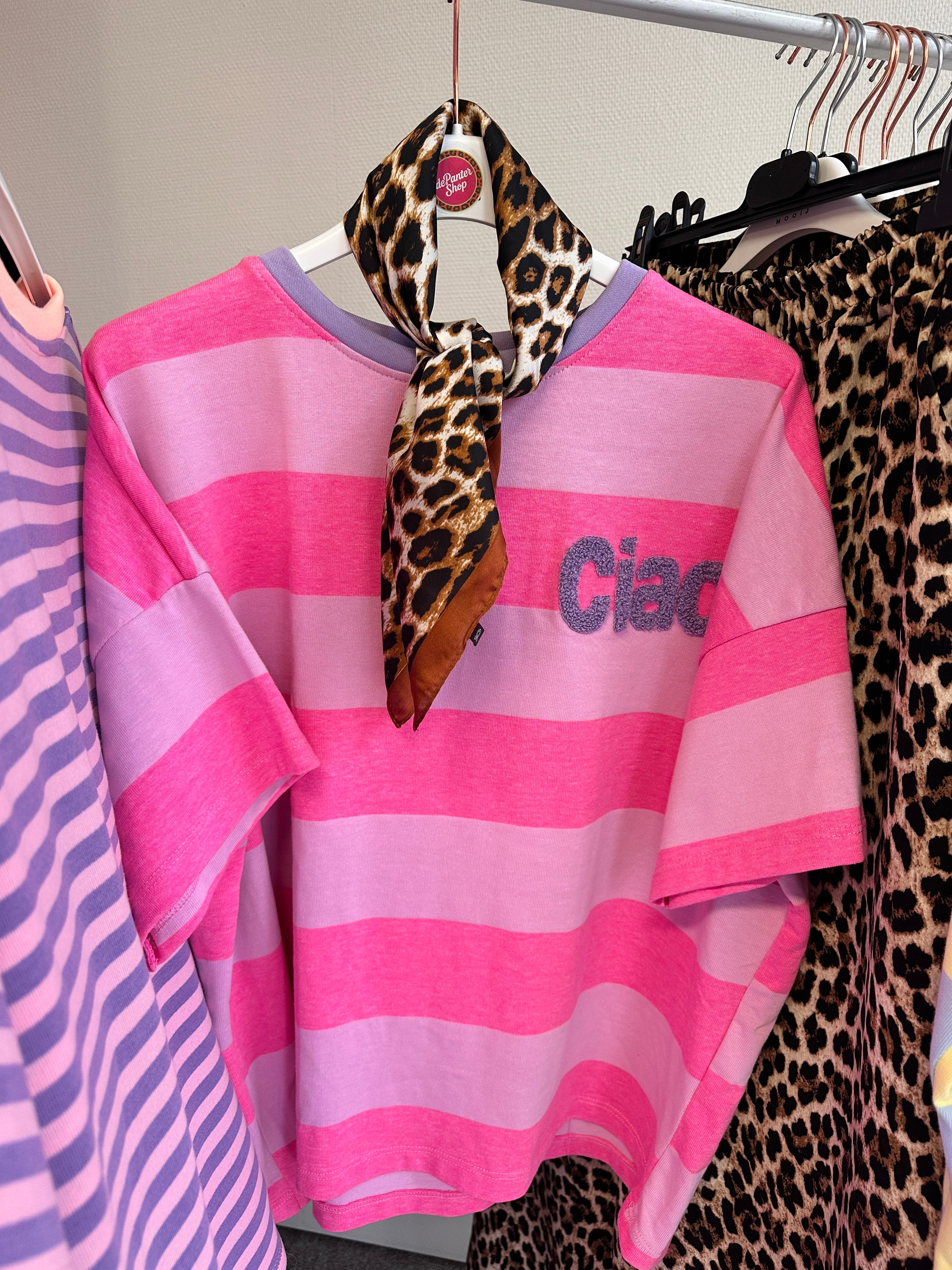 MUSTHAVE CIAO GESTREEPT ROZE/ ROZE T-SHIRT