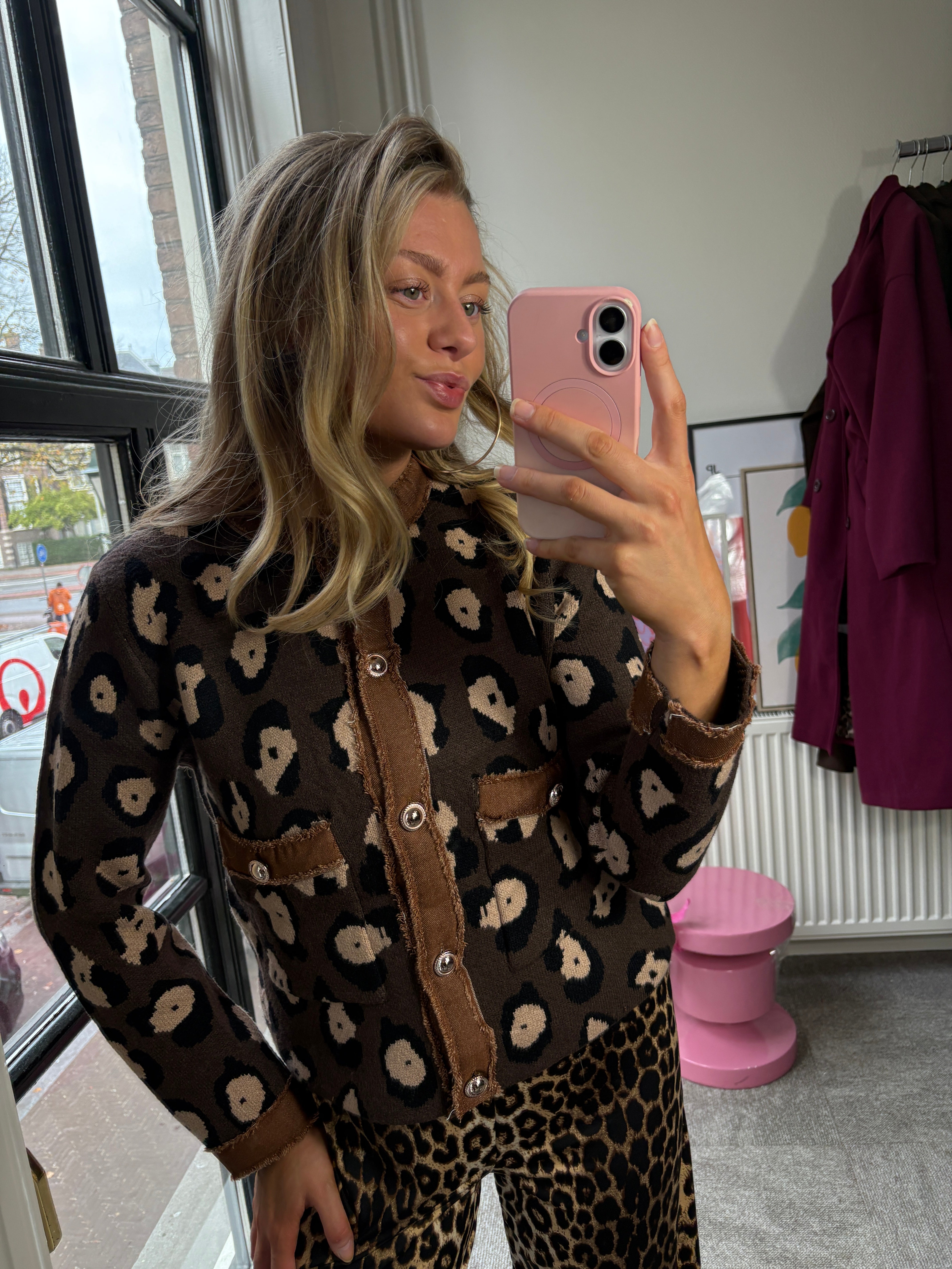 MARJO PANTERPRINT VESTJE CHOCO