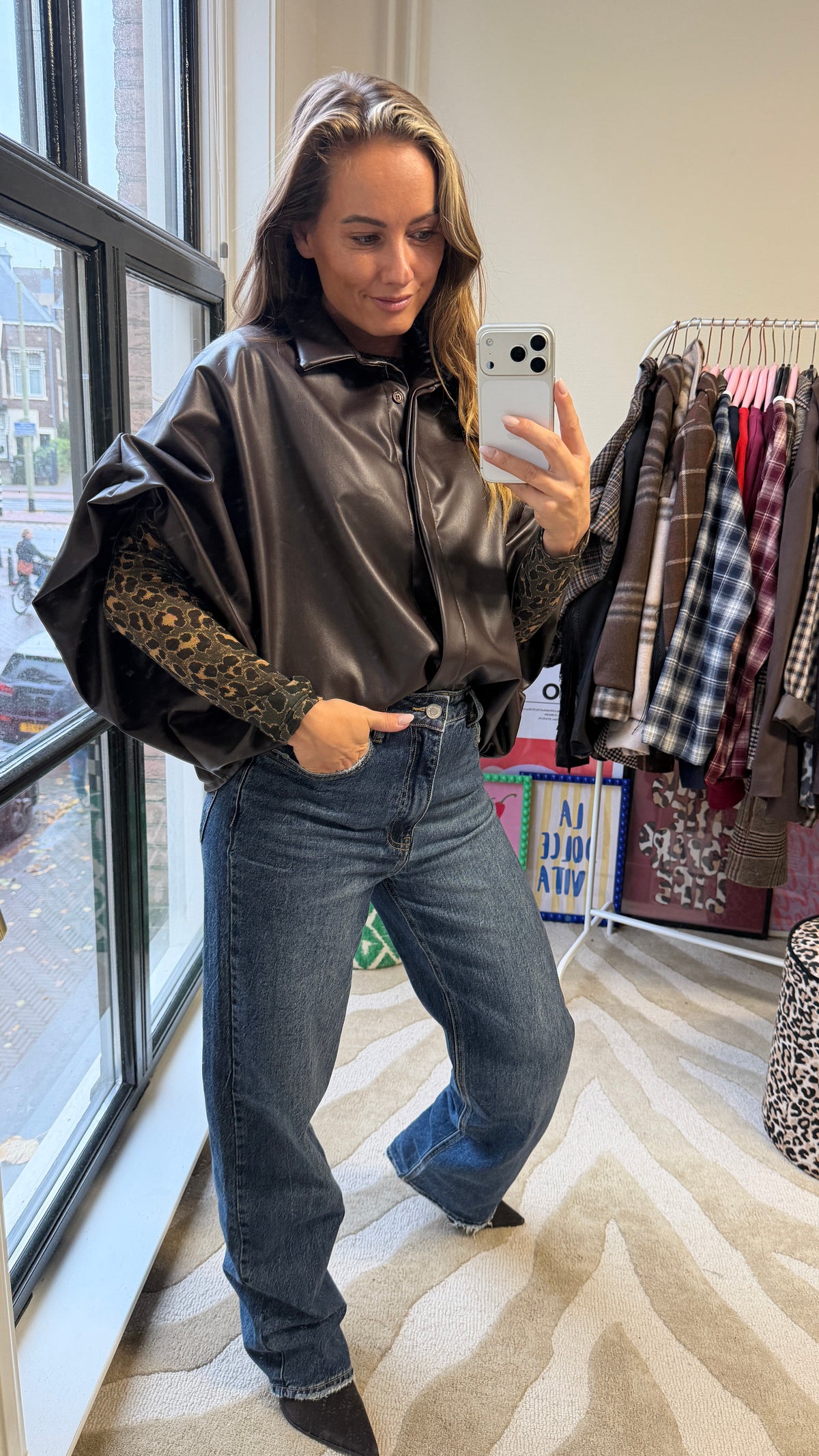 BRUINE LETHERLOOK BLOUSE