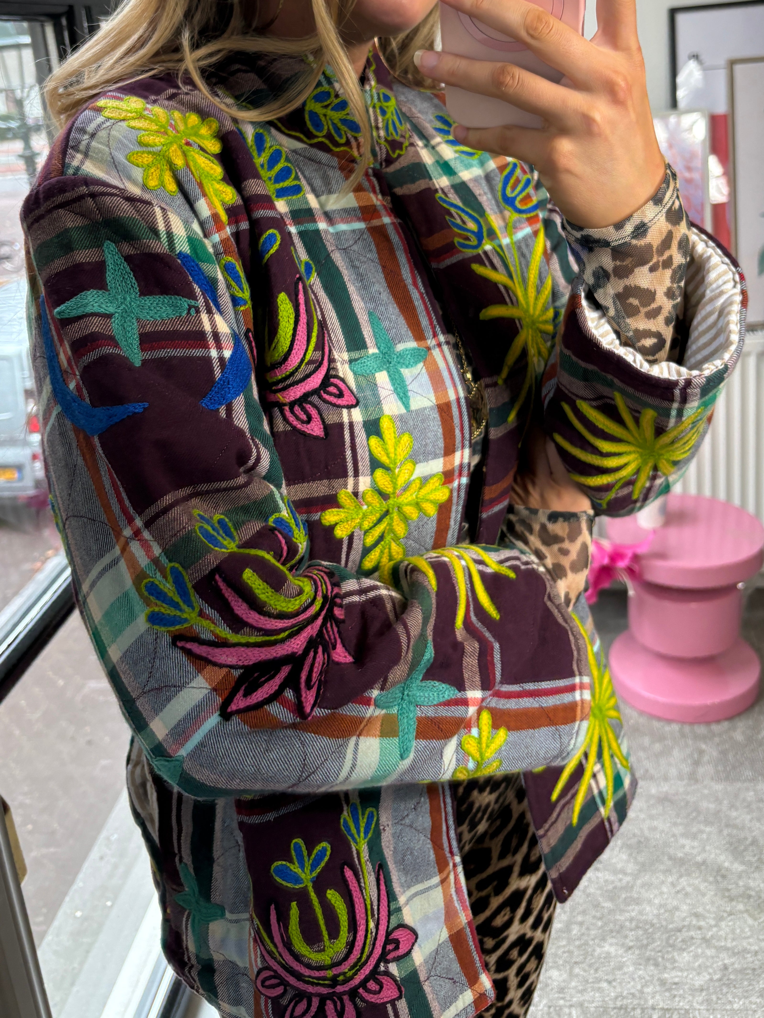 EMMA CHECK JACKET BORDEAUX YELLOW