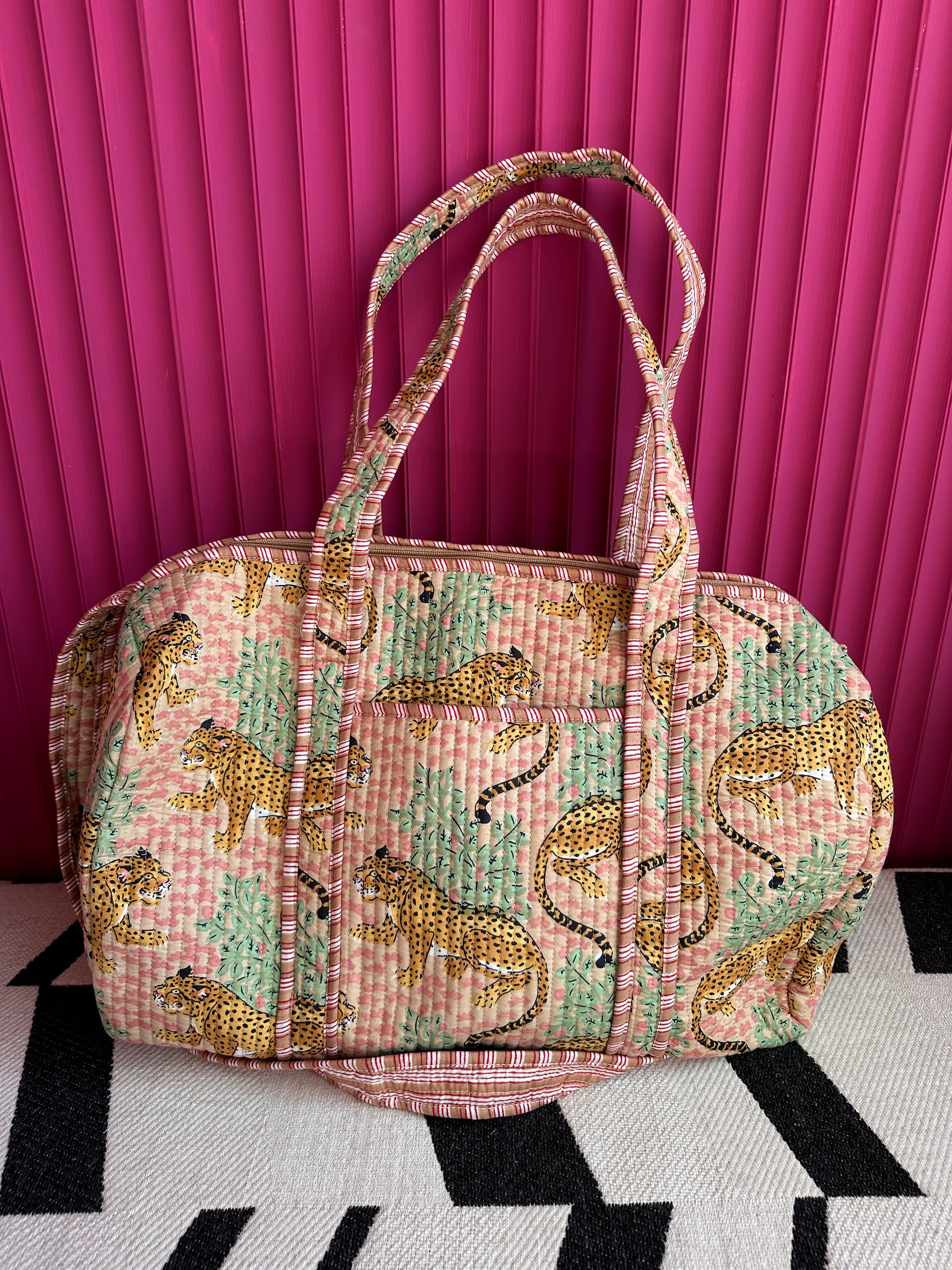 SPORT WEEKEND TAS ROZE GROEN PANTER