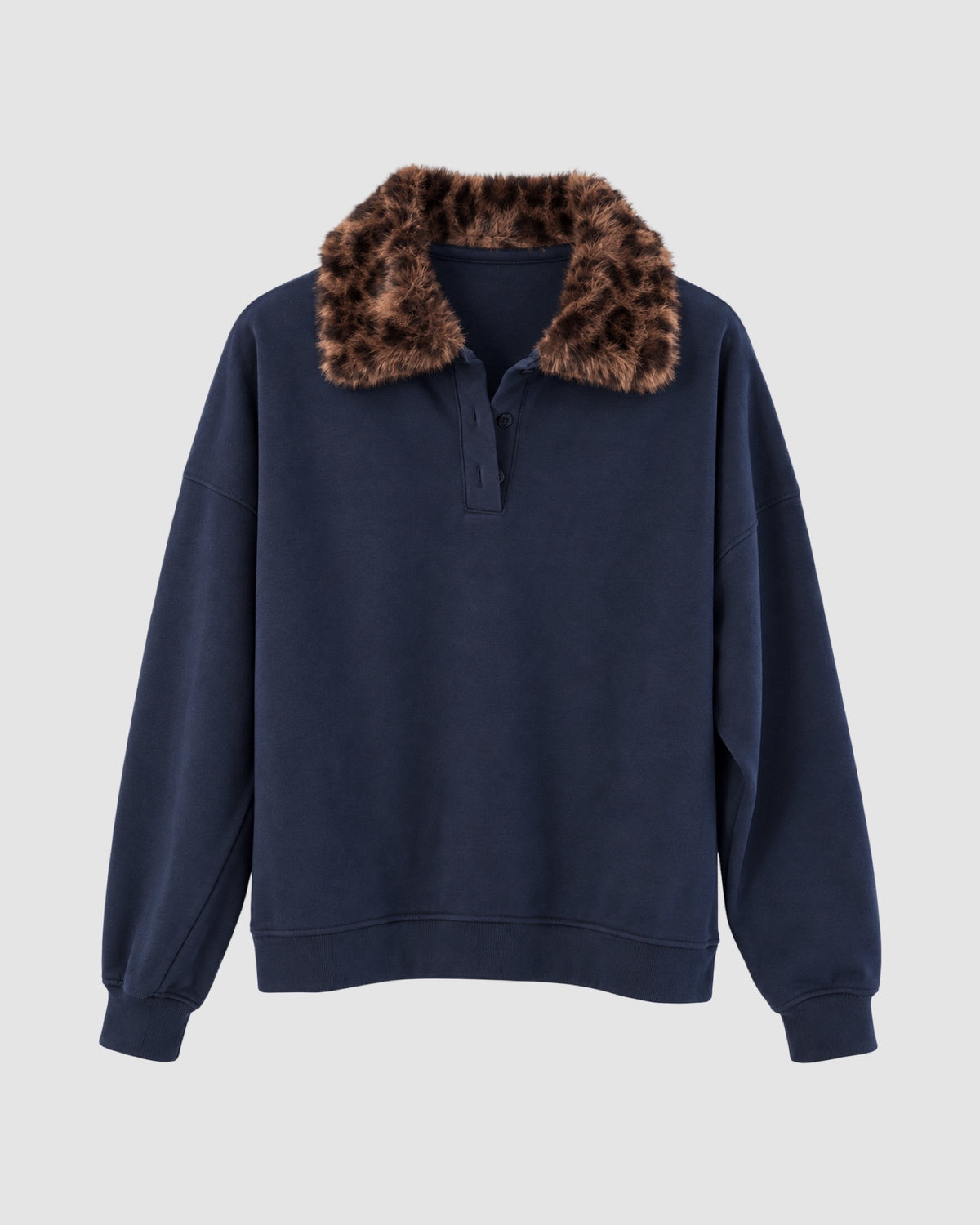 SWEATER MET PANTERKRAAG BLAUW