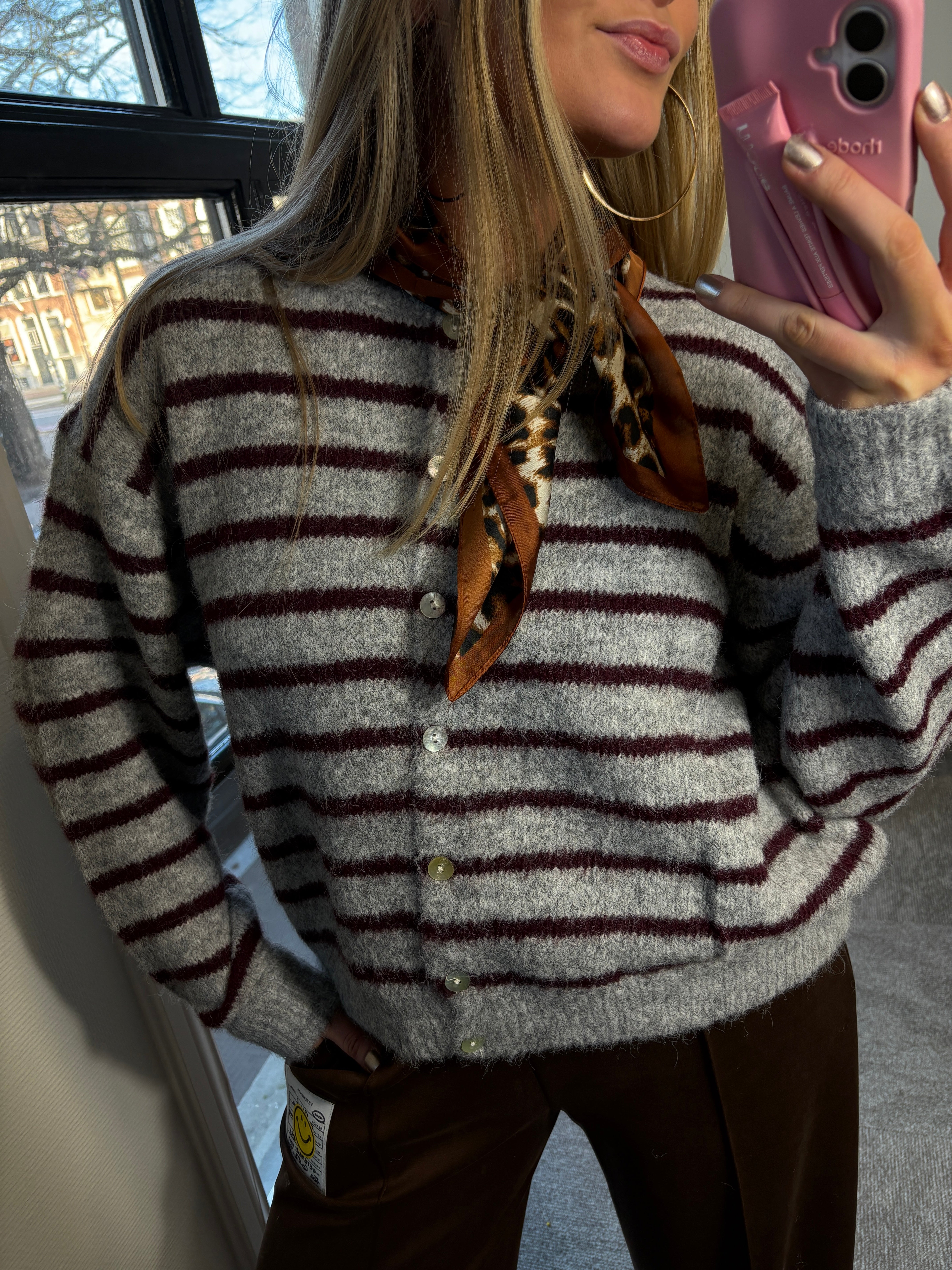 DANIE VEST GRIJS BURGUNDY