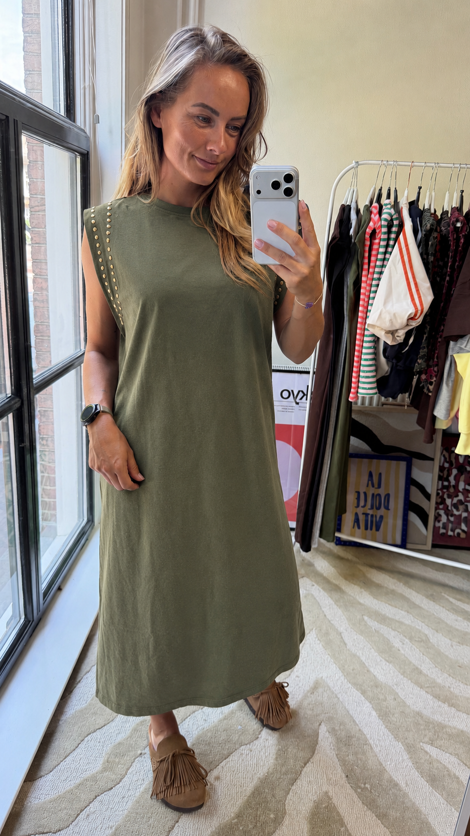 KIKI JURK MET STUDS GROEN