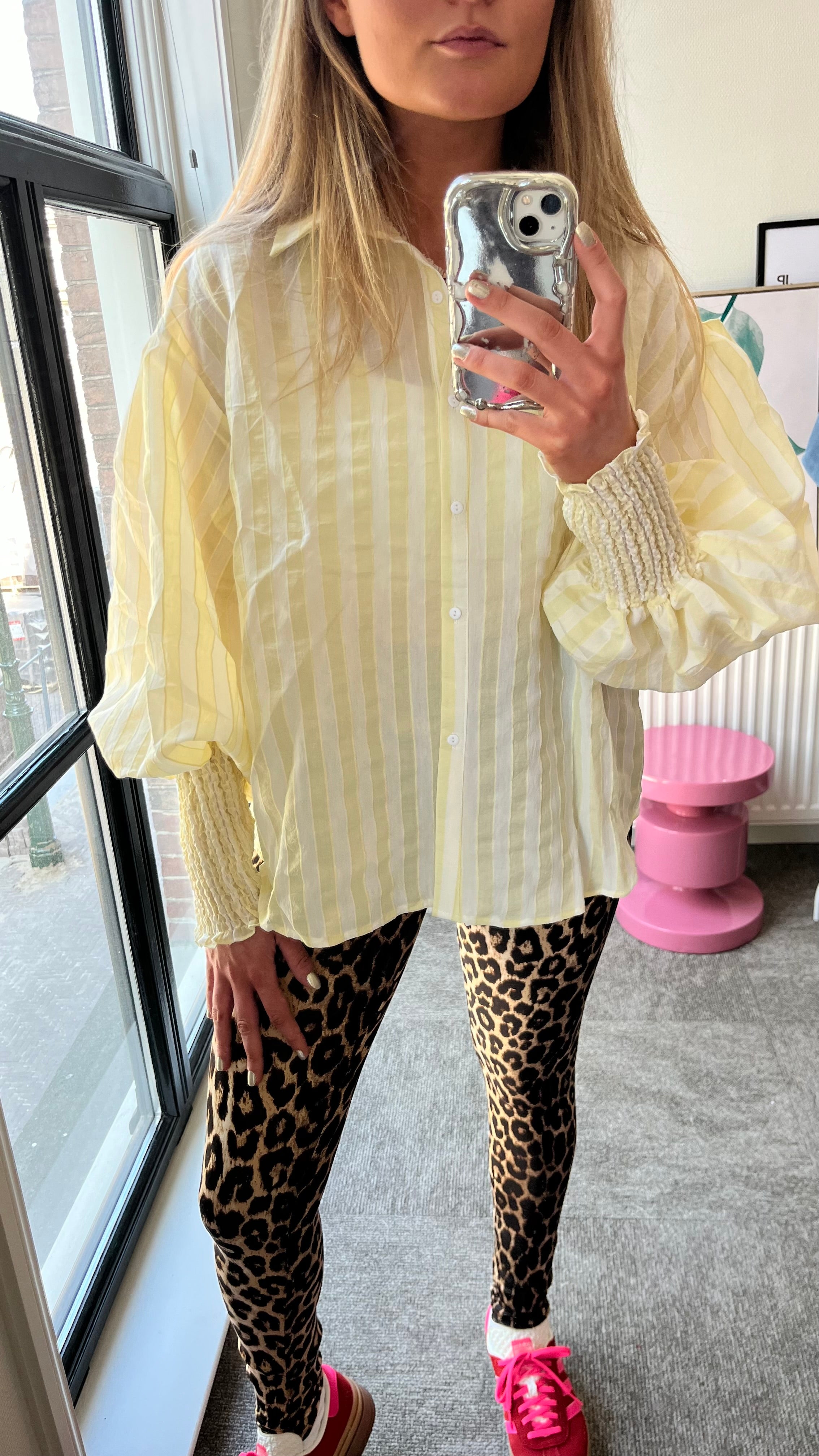 GELE STREEPBLOUSE SMOK