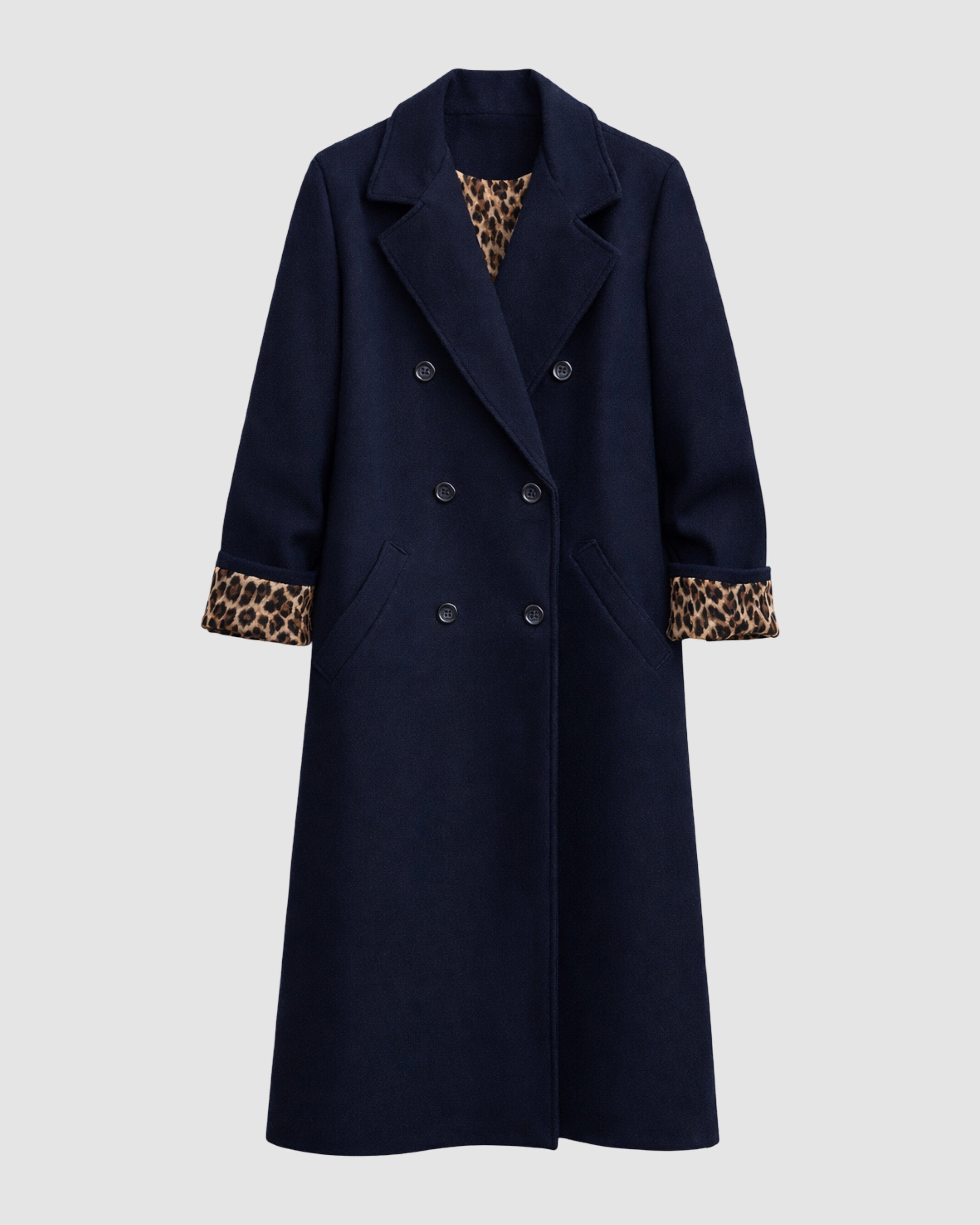 LIZZY MANTEL JAS DONKERBLAUW MET PANTER