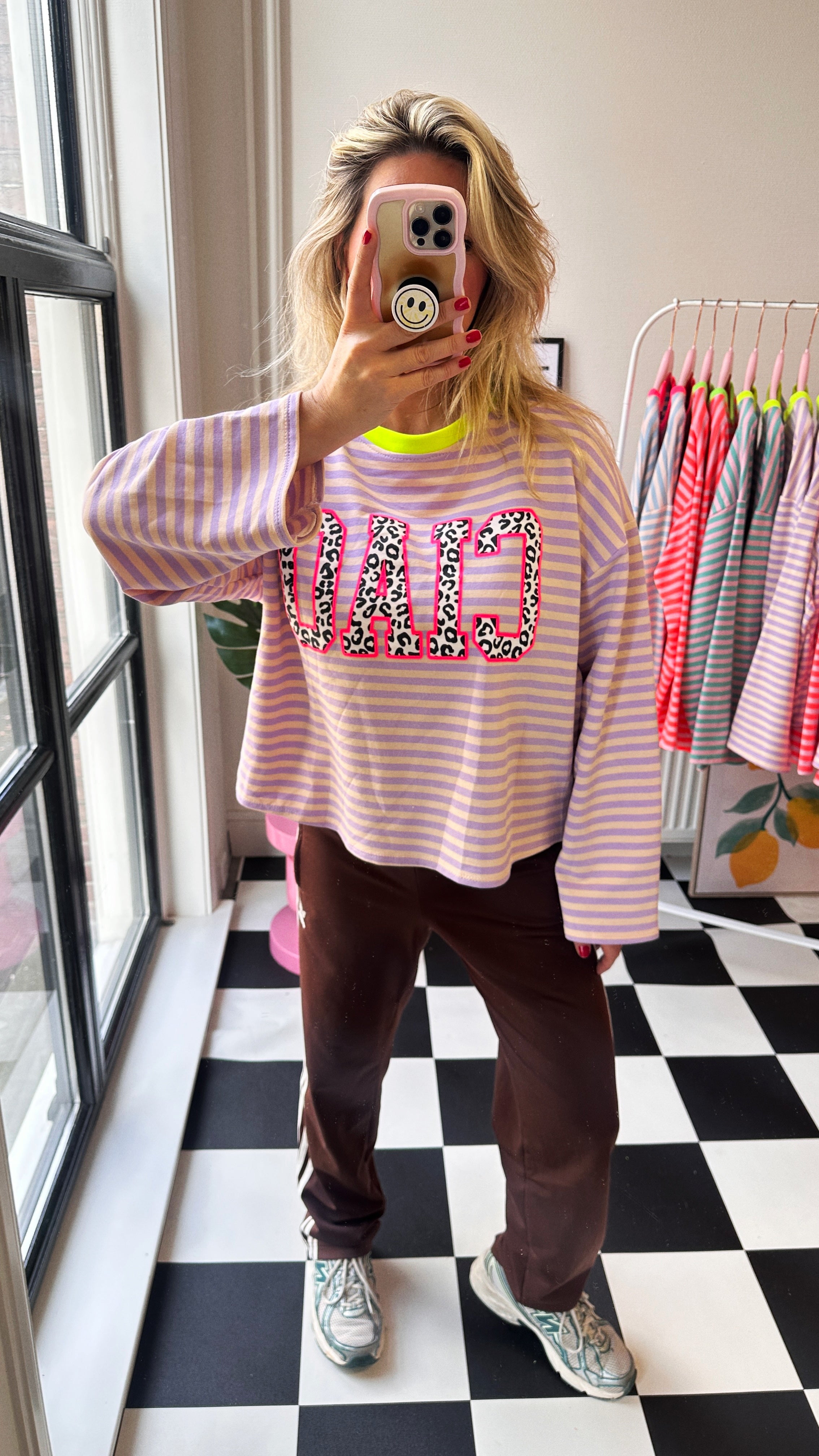 GESTREEPTE LONGSLEEVE PANTER CIAO LILA