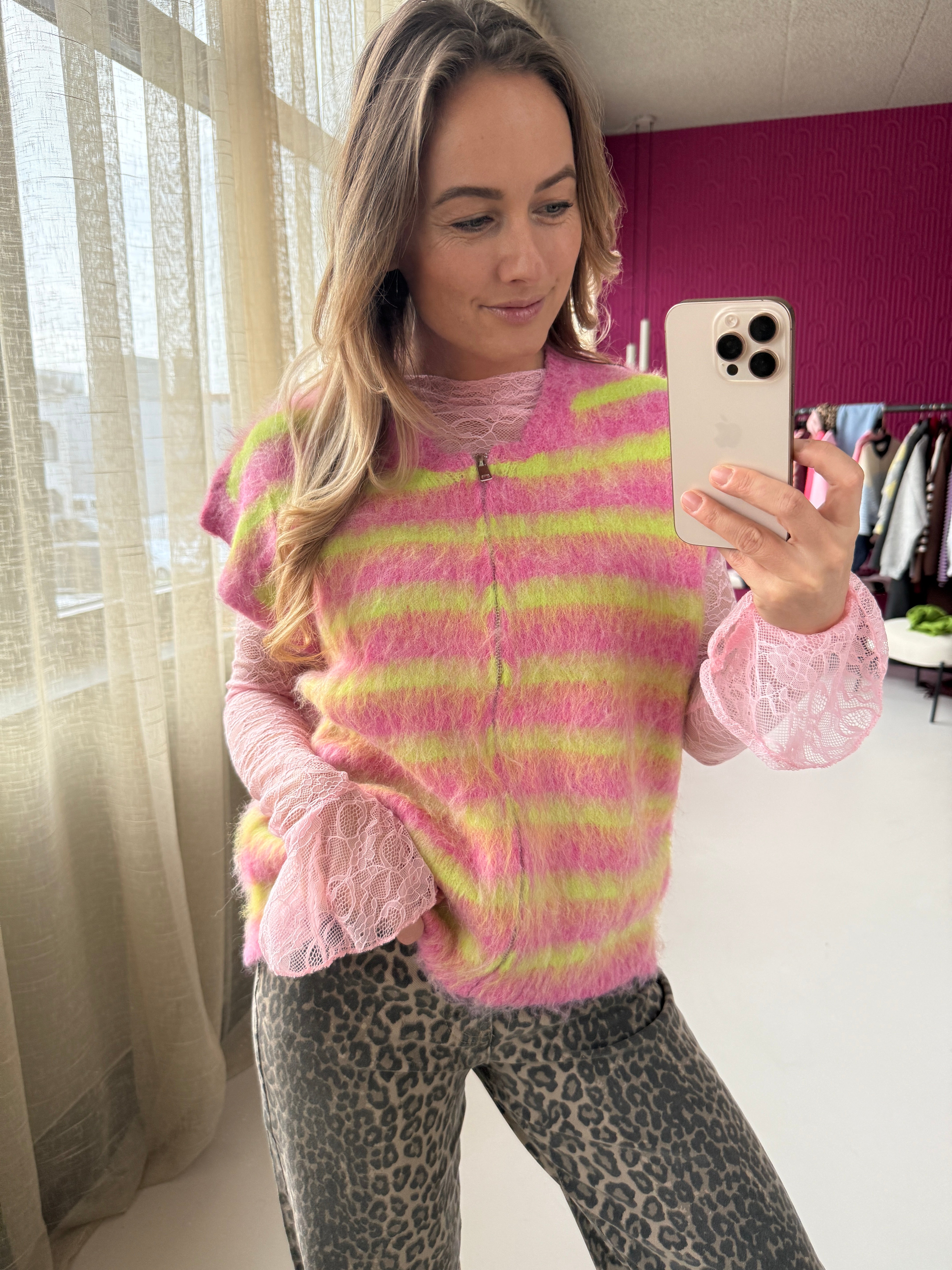 KATE GILET ROZE STREEPJES