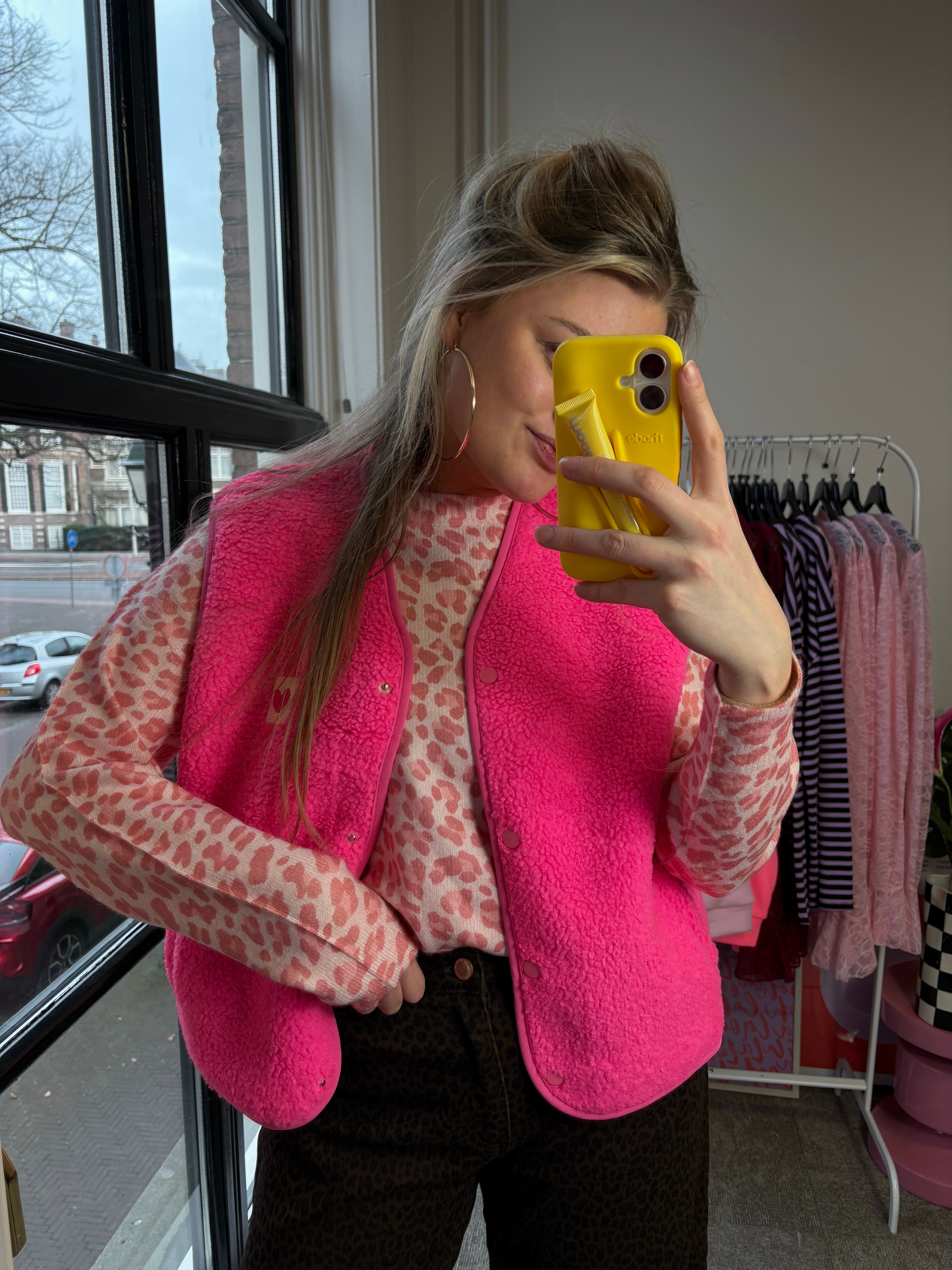 TEDDY GILET FLUO ROZE