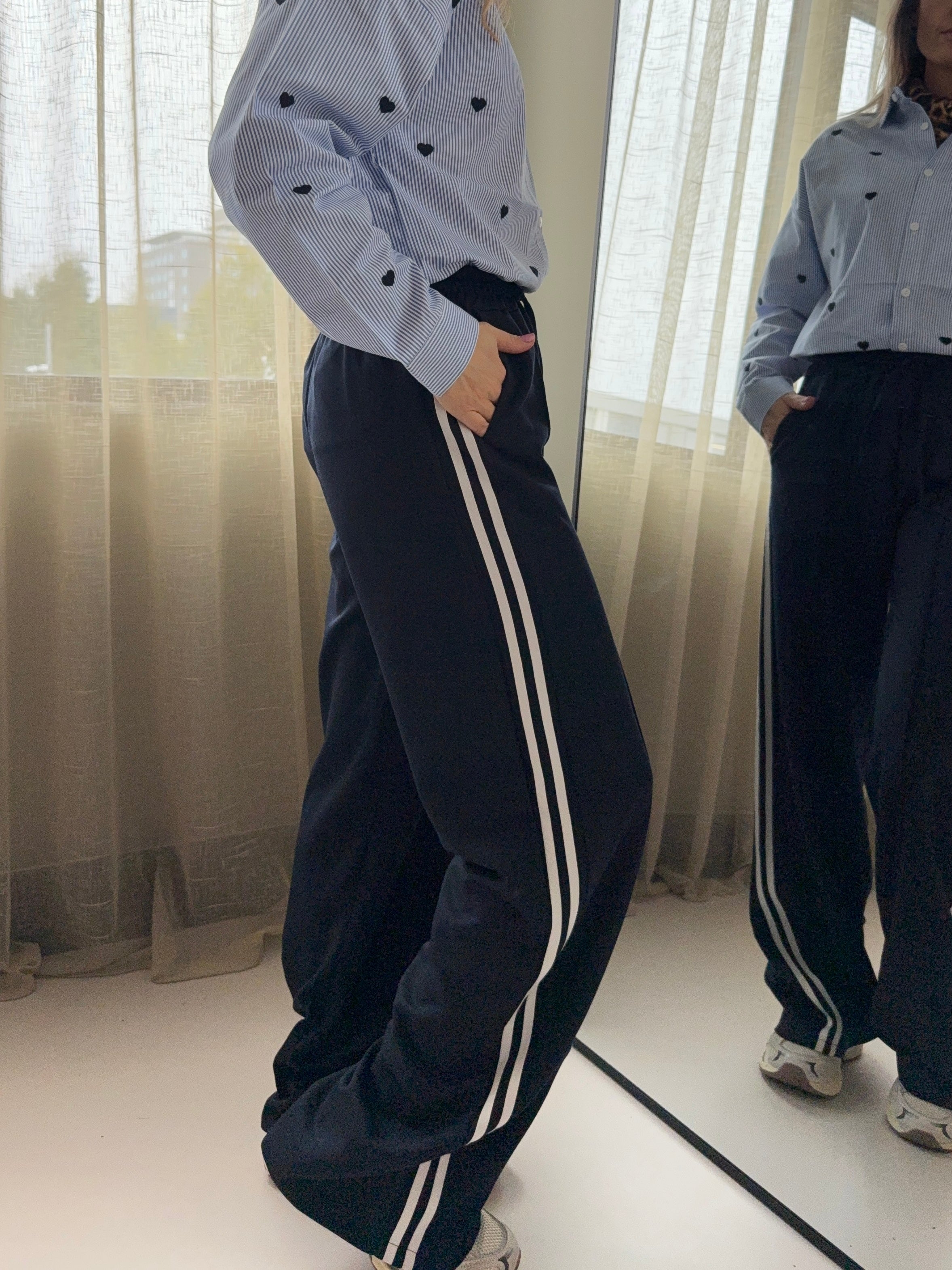 DONKERBLAUWE PANTALON MET BIES