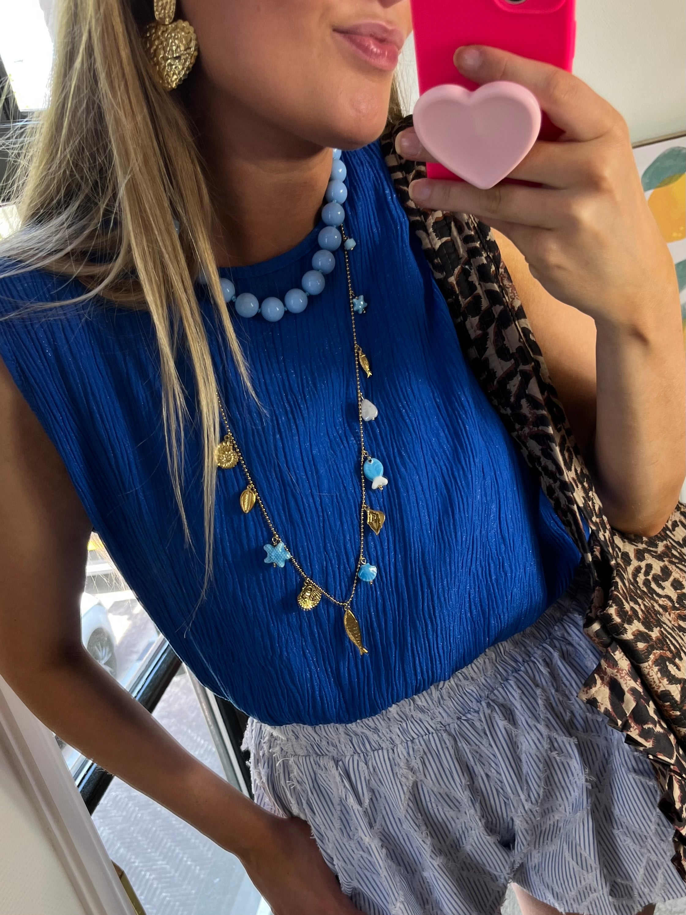 BLUE FISH NECKLACE LONG