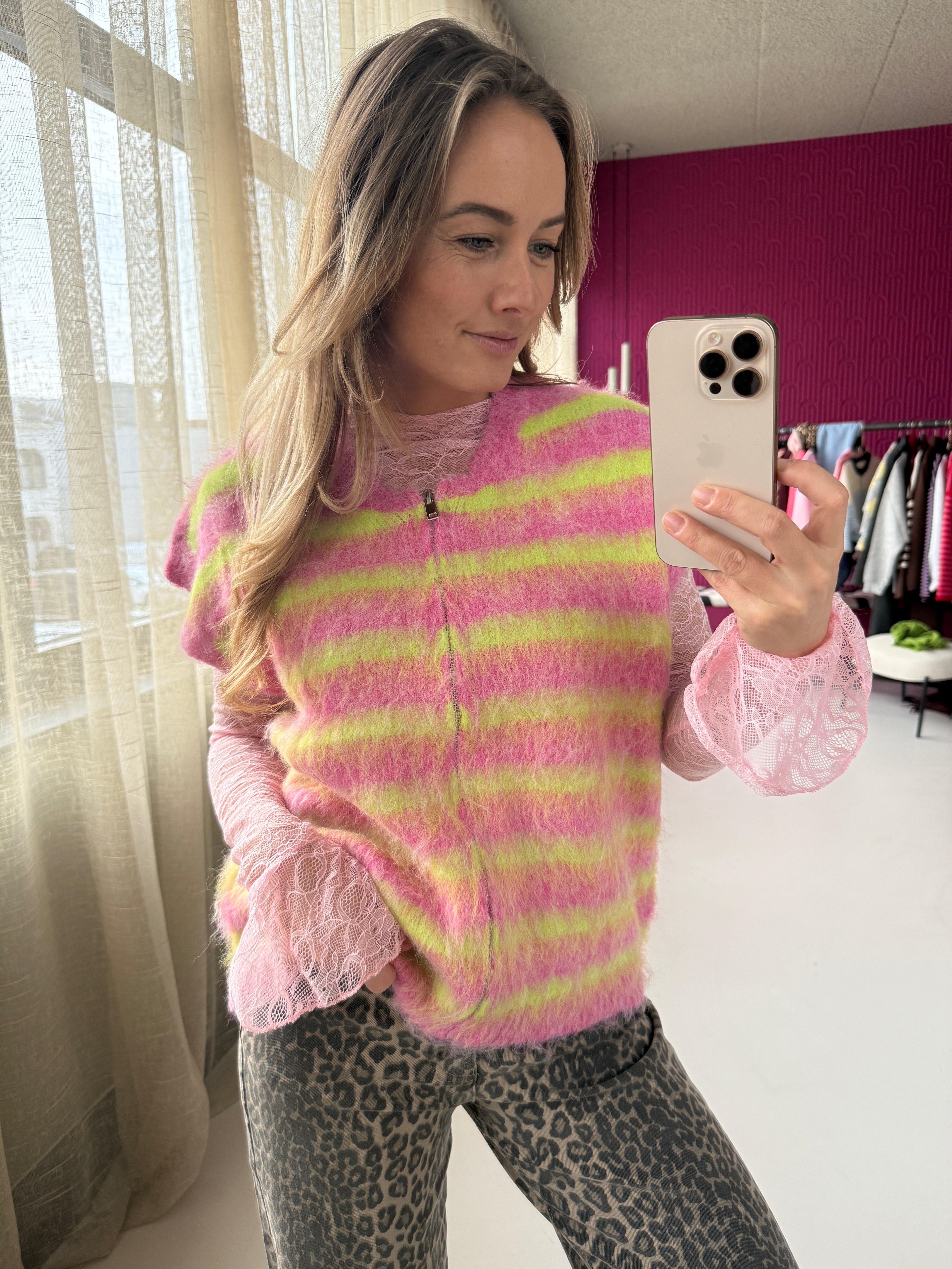 KATE GILET ROZE STREEPJES