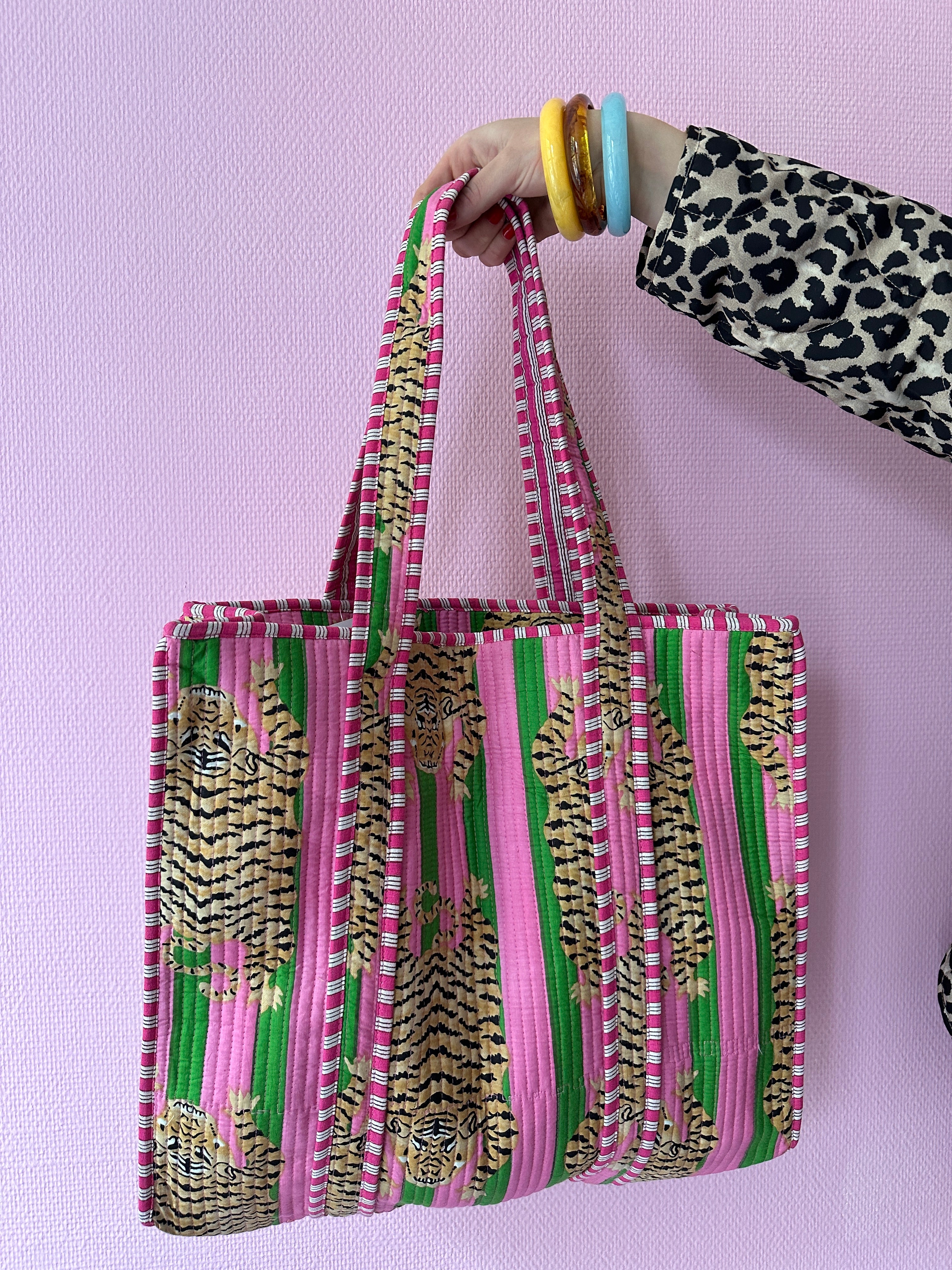 DE PANTER-TIGER SHOPPER ROZE GROEN