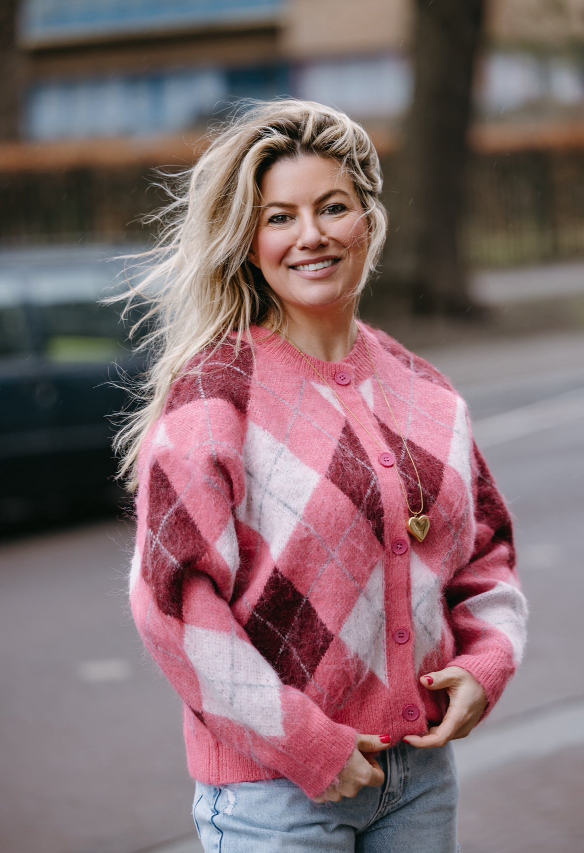 ROZE BURGUNDY RUITJES VEST