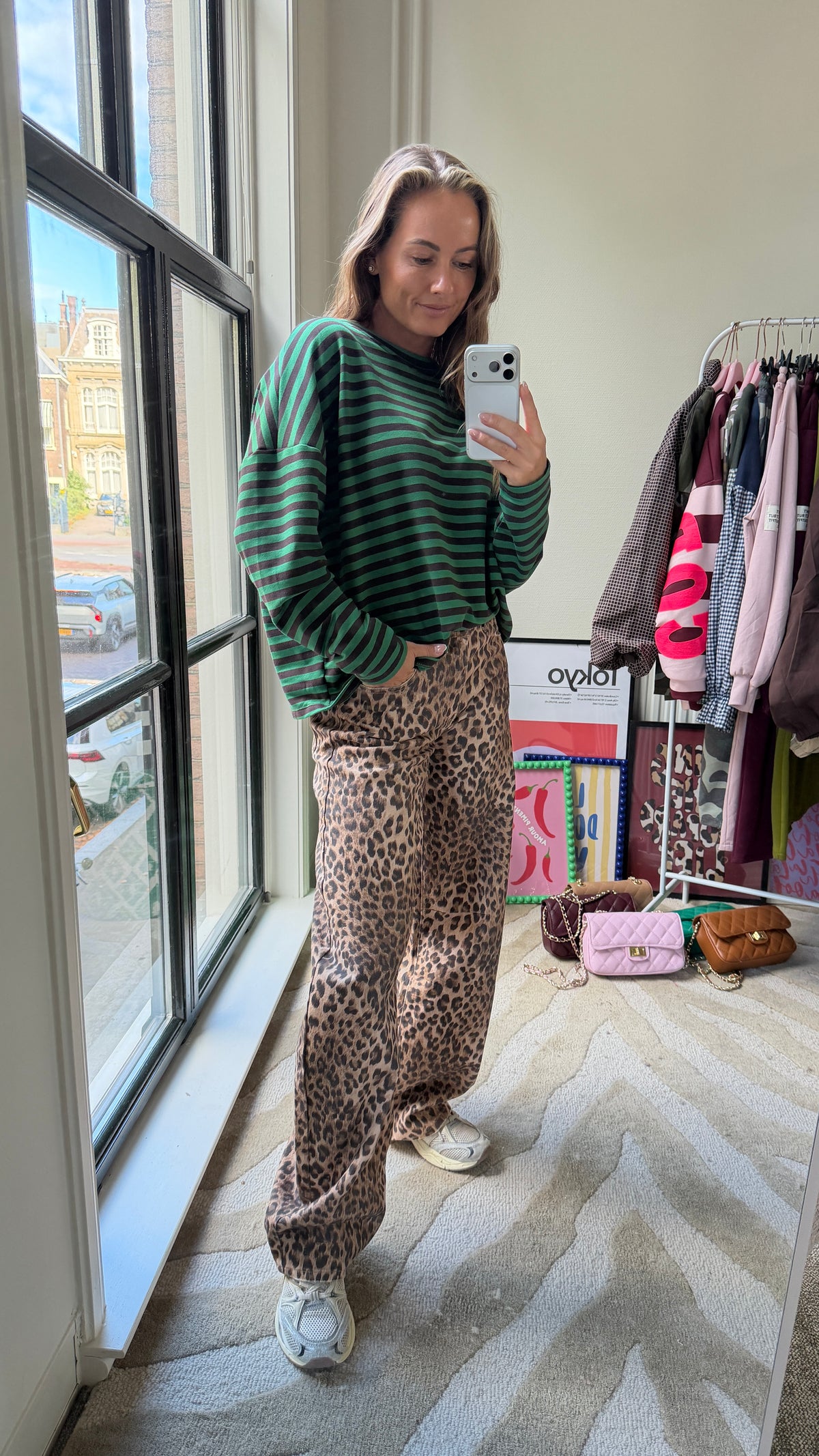 ALEXIA STREEP SHIRT GROEN BRUIN